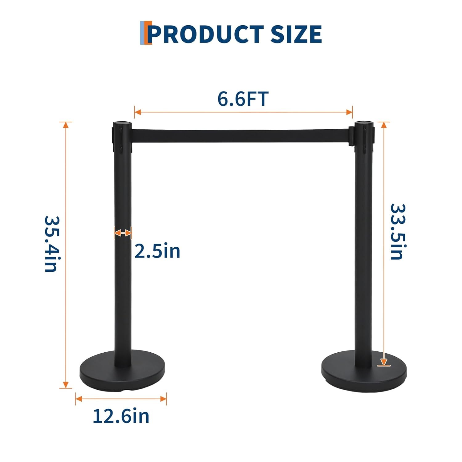 GRAVEE Crowd Control Stanchion Set 2/4/6PCS with 6.6FT Retractable Belts