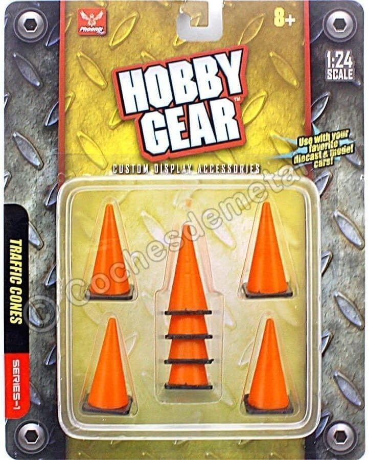 Hobby Gear 8-Pack 1:24 Scale Bright Orange Traffic Cones for Diorama Perfection