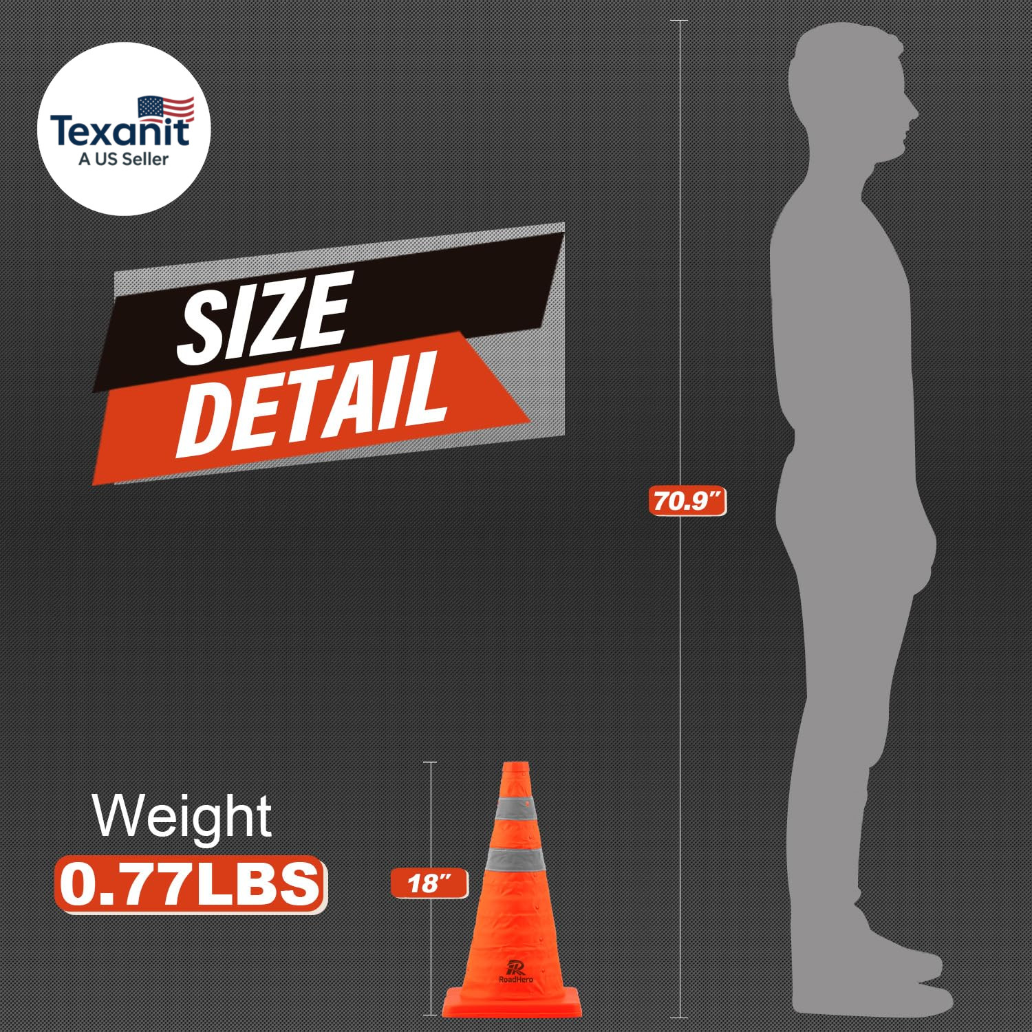 18 Inch 4 Pack Collapsible Traffic Safety Cones, Multi Purpose Pop-Up Cones with