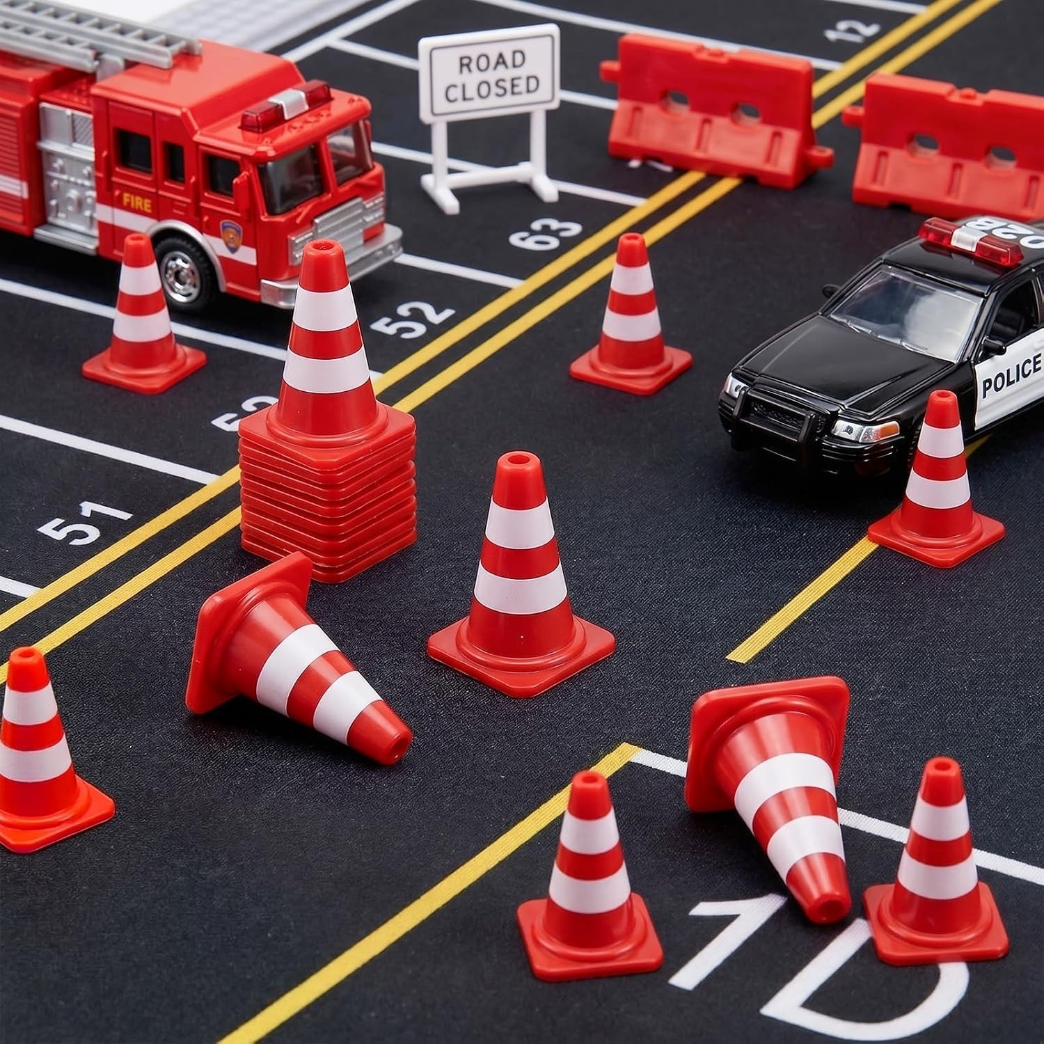 30 Pcs Mini Traffic Cones – 1 Inch Red Safety Cones for Creative Learning Games
