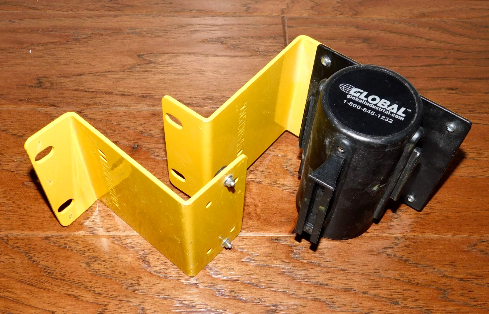 Global Industrial Retractable Belt Barrier Wall Mount Yellow Steel 7.5′