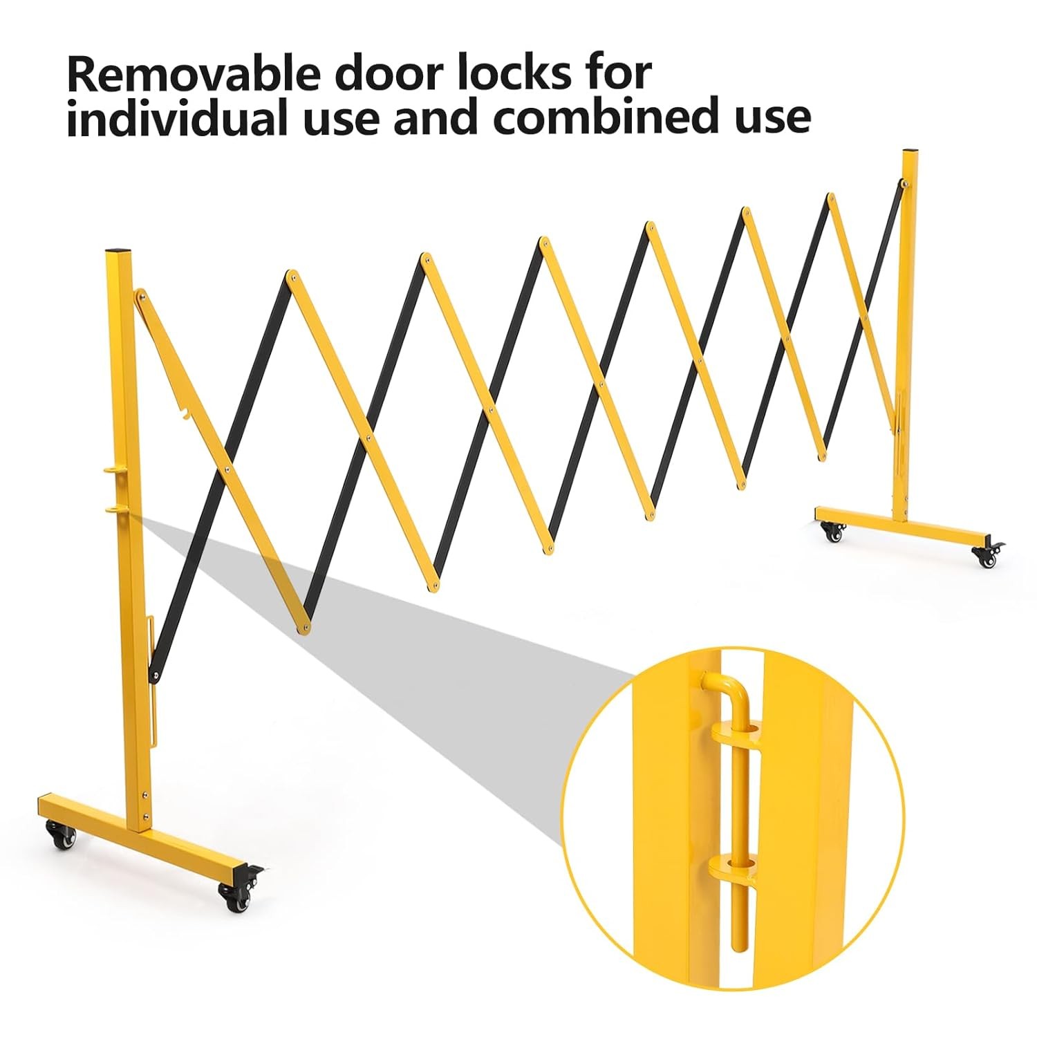 11 ft Outdoor Traffic Barricade Gate Metal Expandable Folding Safety Barrier