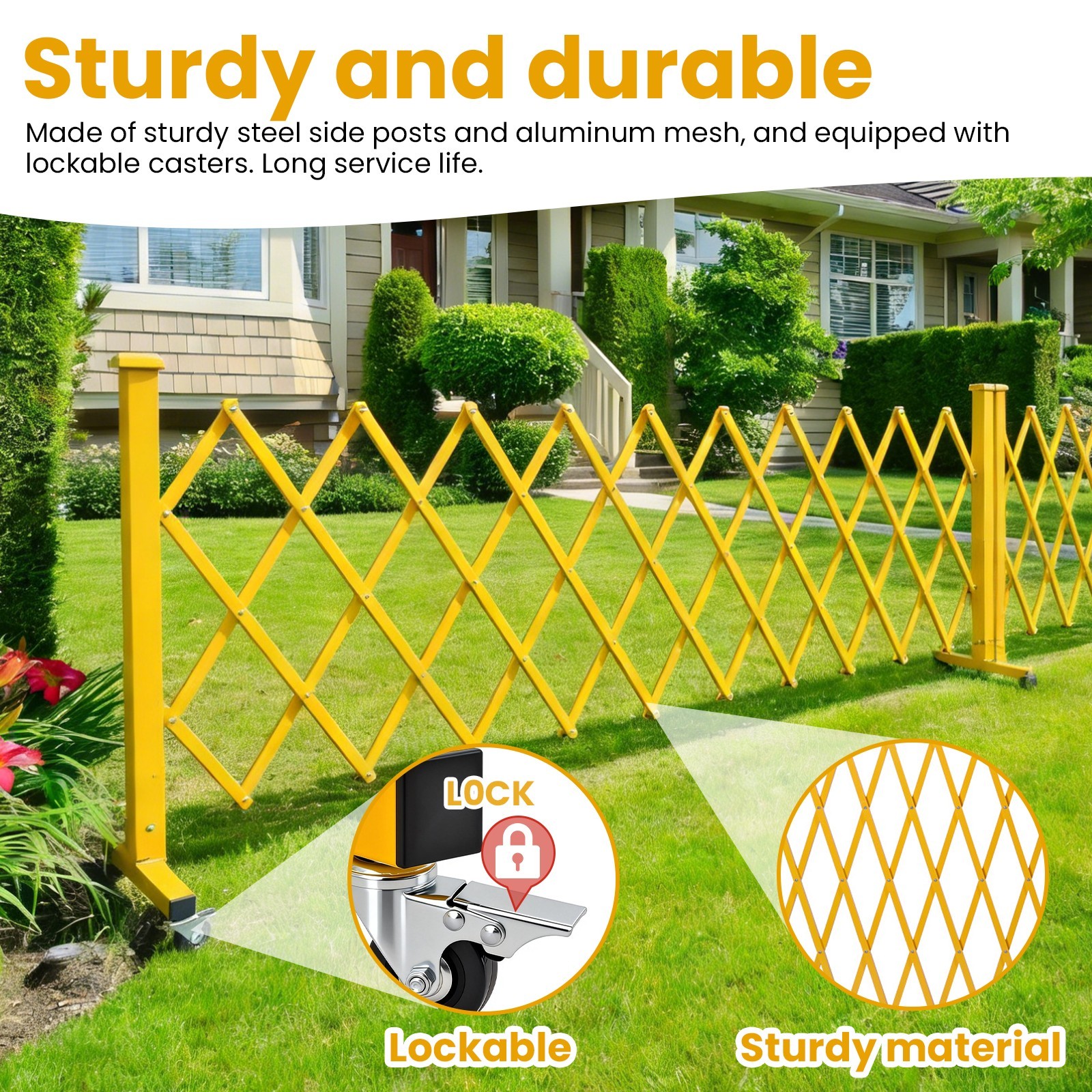 Outdoor Traffic Barricade Gate Metal Expandable 8-24FT Folding Safety Barrier US