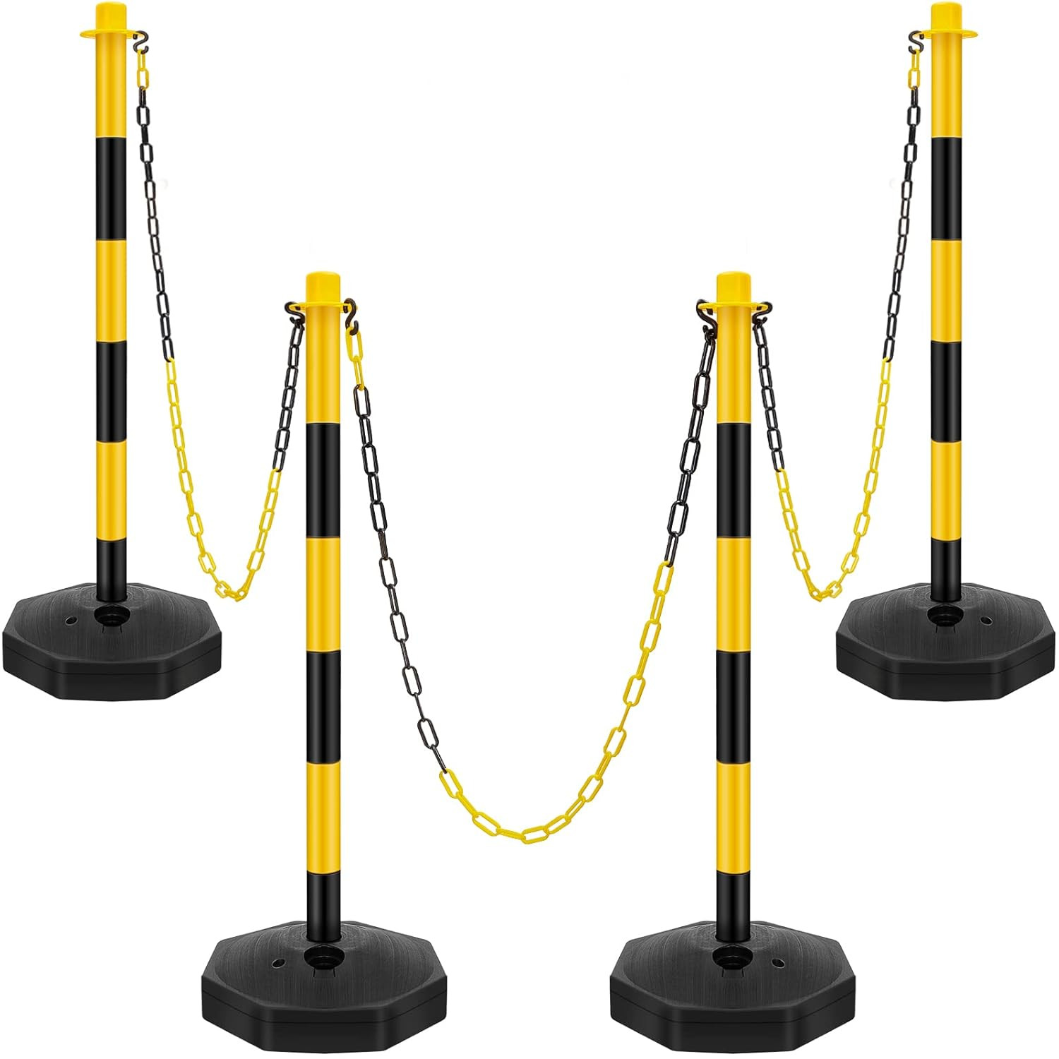 4 Sets 34 Inch Parking Cone Delineators Post Traffic Cone Plastic Stanchion Set