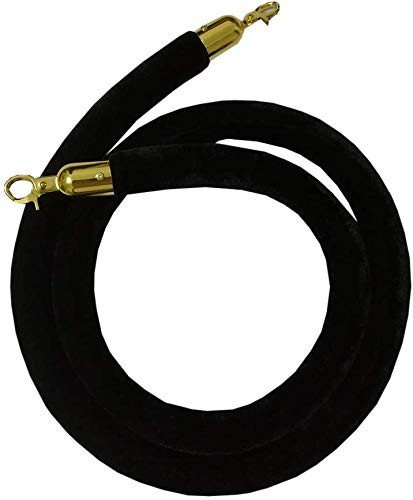 Black Velvet Stanchion Rope Crowd Control Rope Barrier with Gold Color Plated