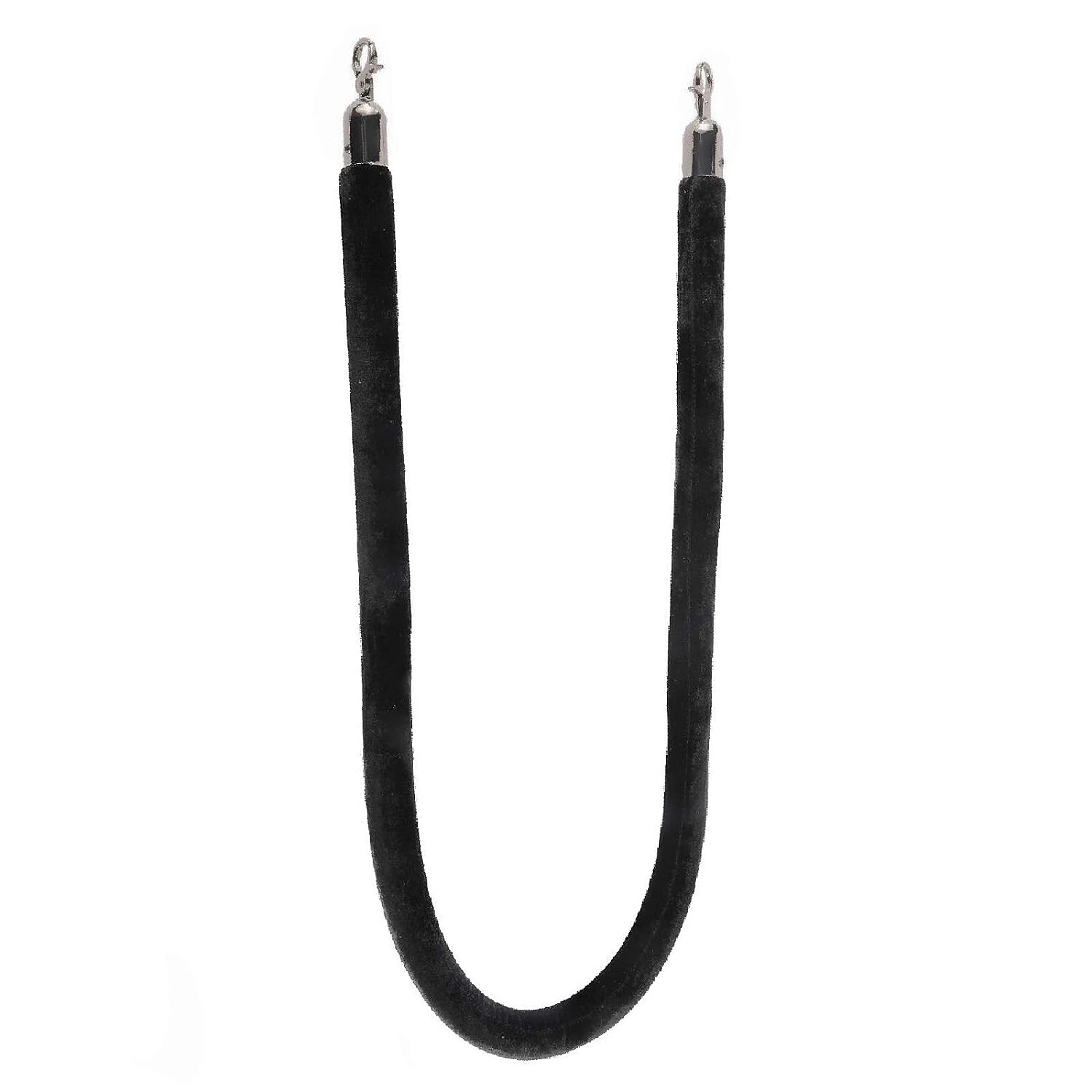 NovelBee 4pcs Black Velvet Stanchion Ropes with Black Hooks,5 Feet Crowd Control