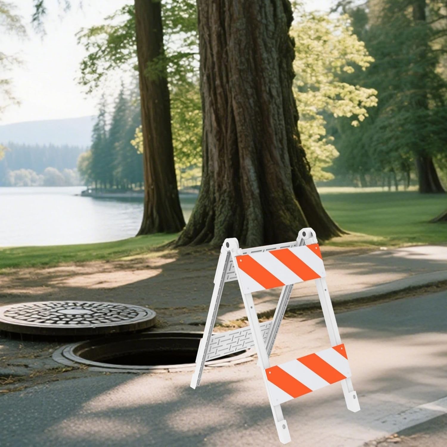 1Pack Type II Foldable Traffic Barricade with Four 8″x24″ Panels with Film