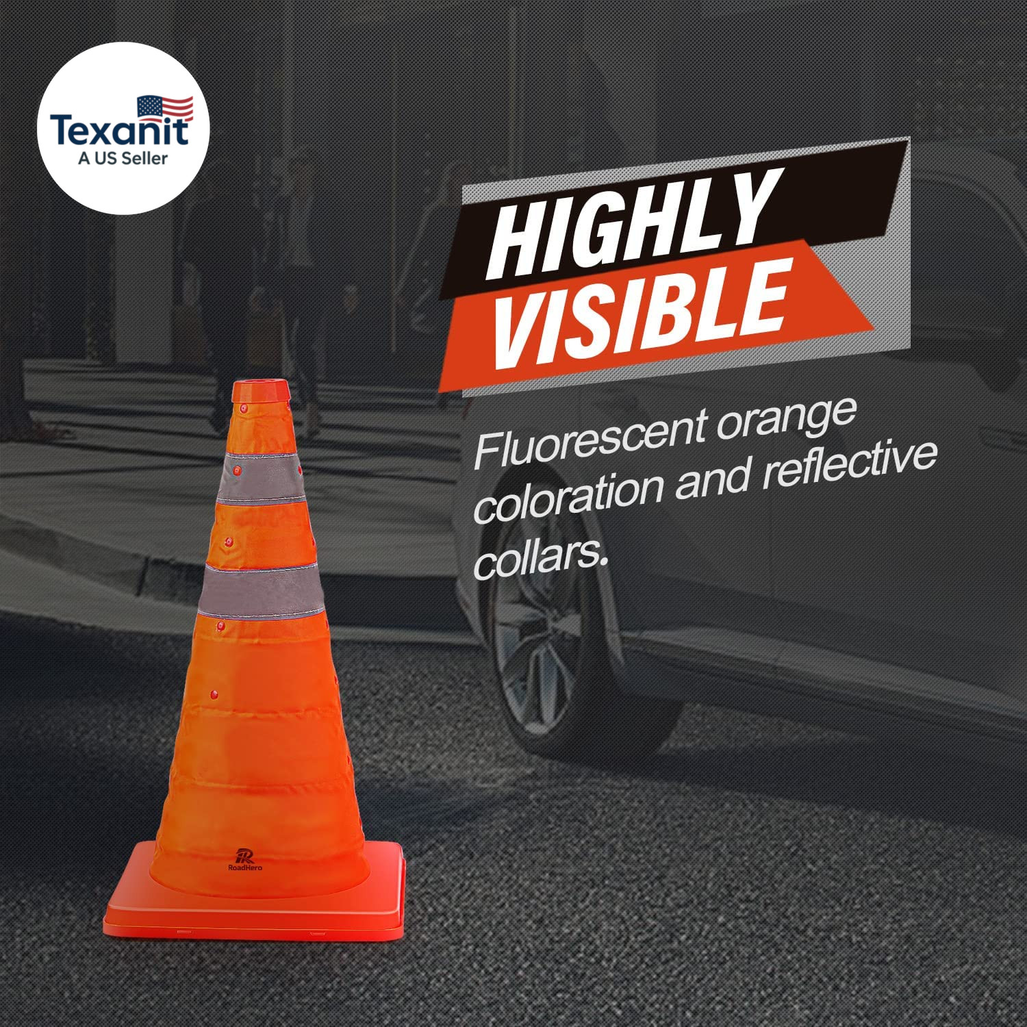 18 Inch 4 Pack Collapsible Traffic Safety Cones, Multi Purpose Pop-Up Cones with