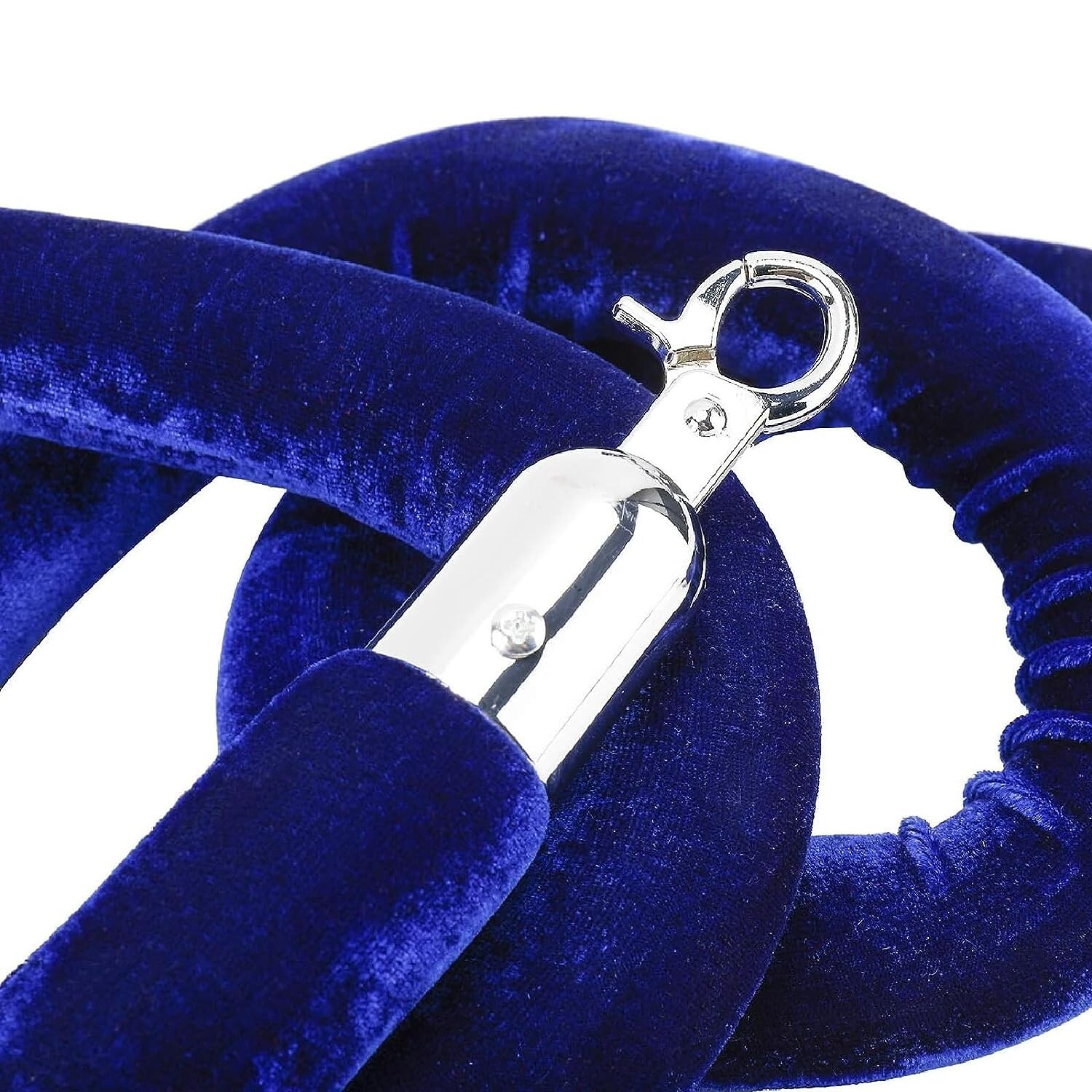 NovelBee 4pcs Blue Velvet Stanchion Ropes with Silver Hooks,10 Feet Stanchion Qu