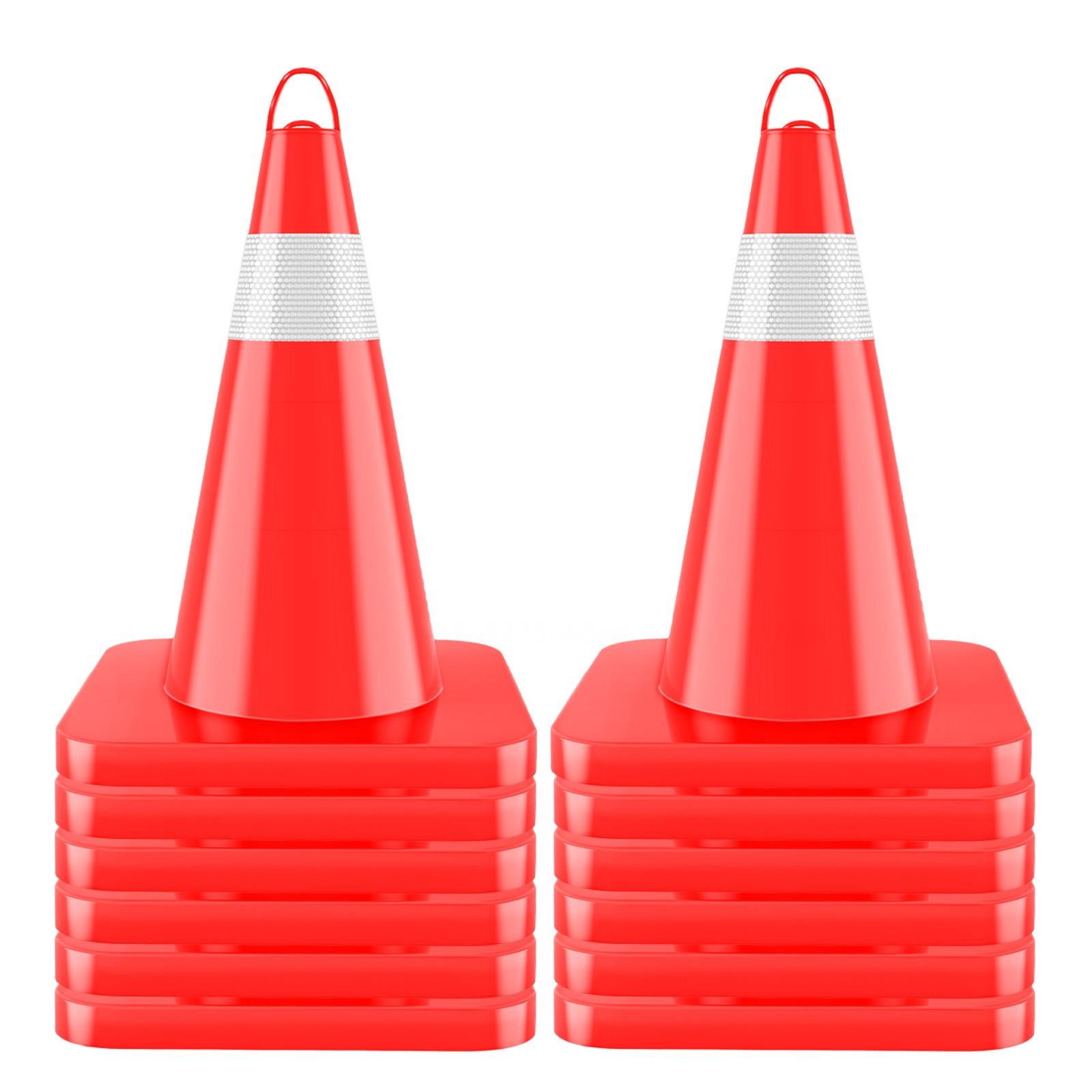 12 Pack 18″ Red Road Safety Cones Portable Traffic Cones with Reflective Collars