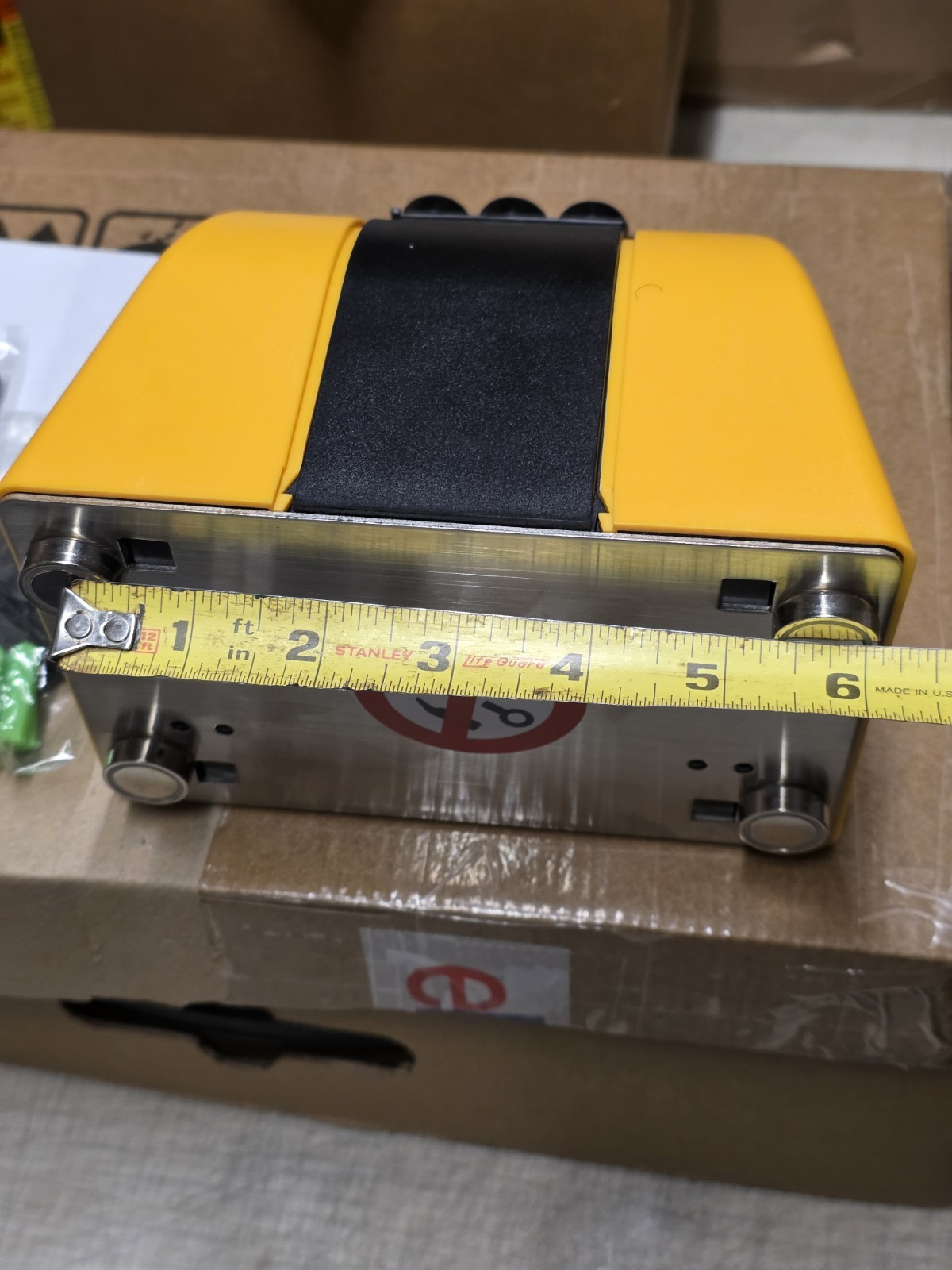 Retractable Belt Barrier / Wall Mount / Yellow / Magnetic 30 ft. Caution Belt
