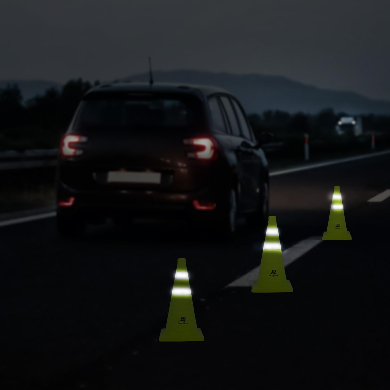 18 Inch 4 Pack Collapsible Traffic Safety Cones, Lime Green Pop-up Cones with…