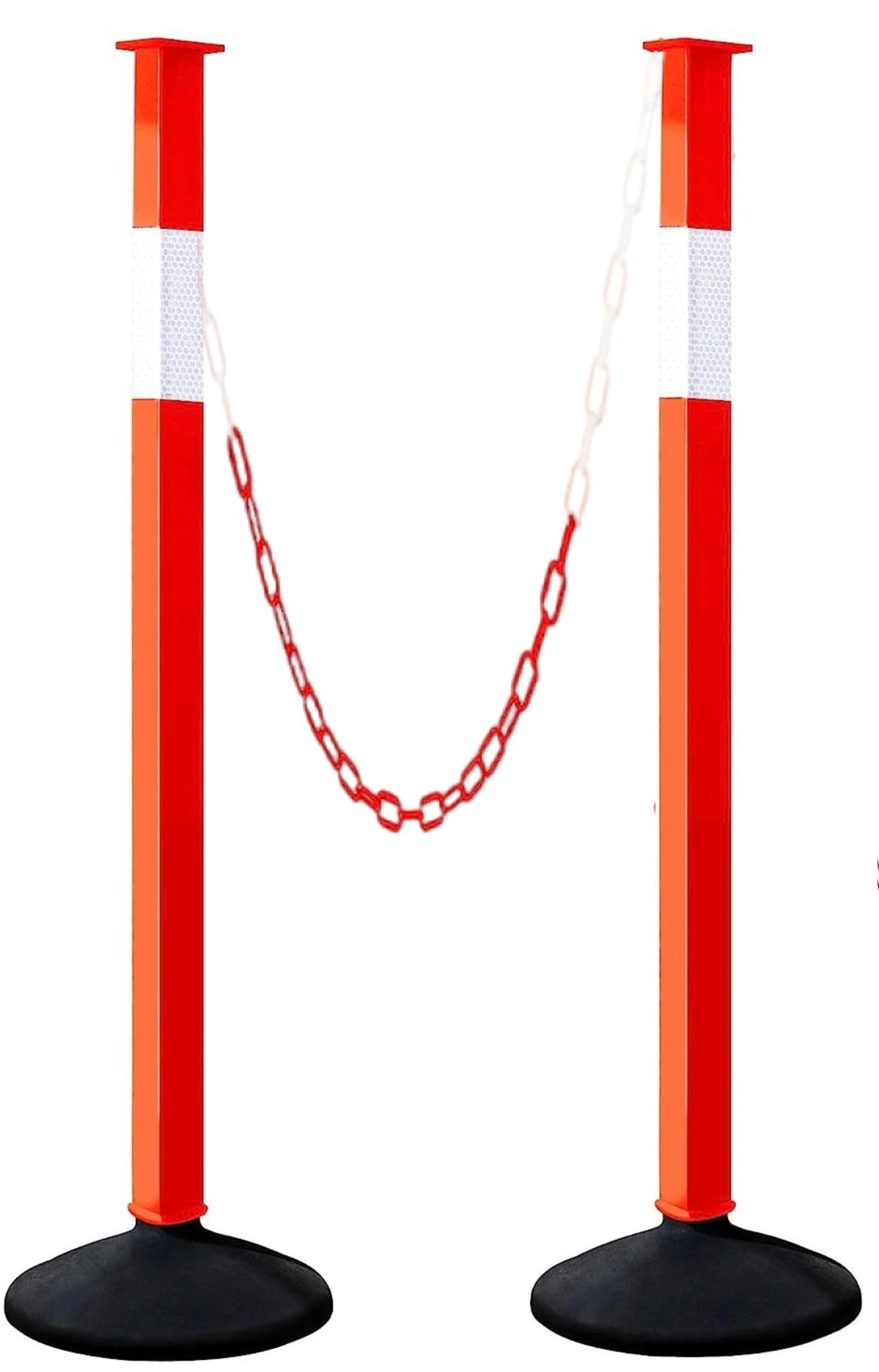Traffic Delineator Post with Weighted Base & Reflective Collars, Adjustable P…