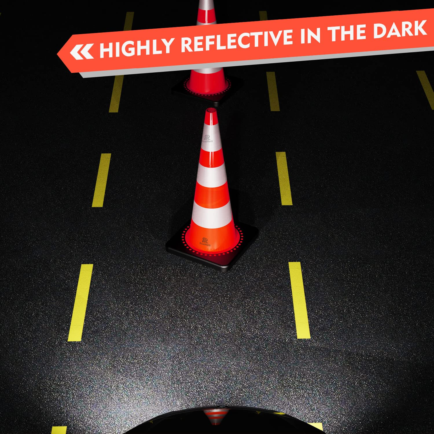4 Pack Traffic Safety Cones 36 Inch with Black Weighted Base, Plastic PVC Cone,