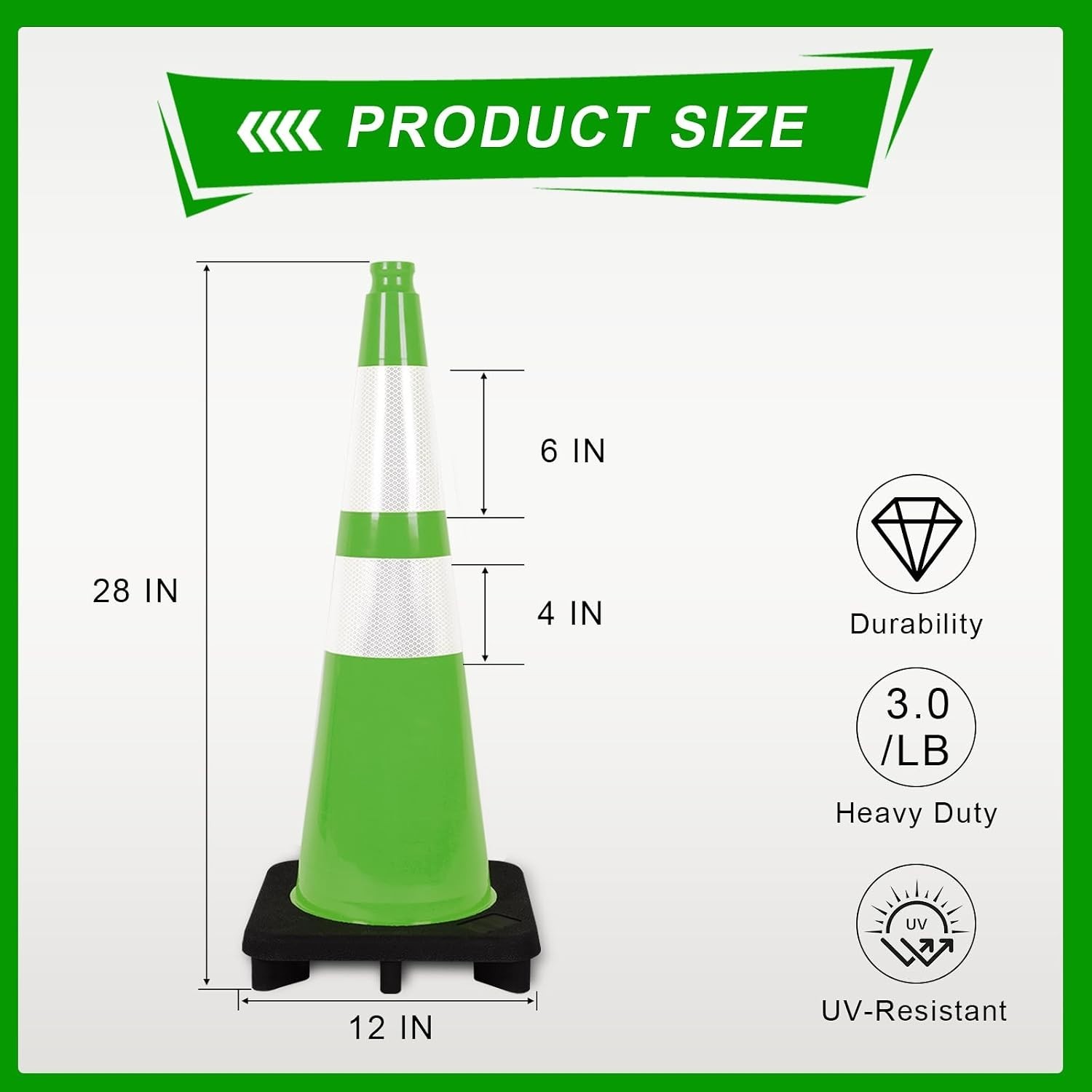 28-Inch Traffic Cones for Road Safety – 6 Pcs