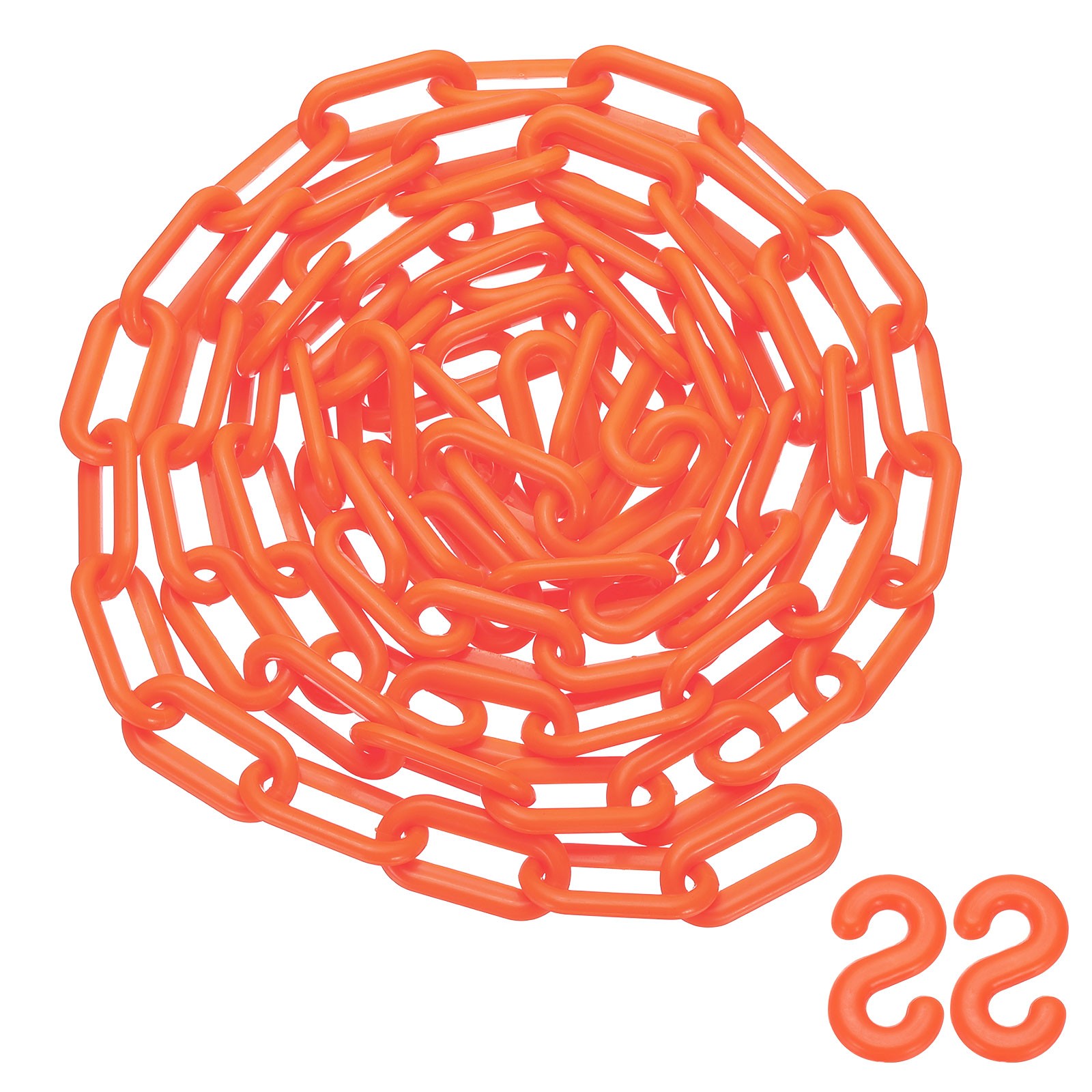 10 Feet Plastic Chain Link Safety Barrier Chain 1×2 Inch Buckle Orange