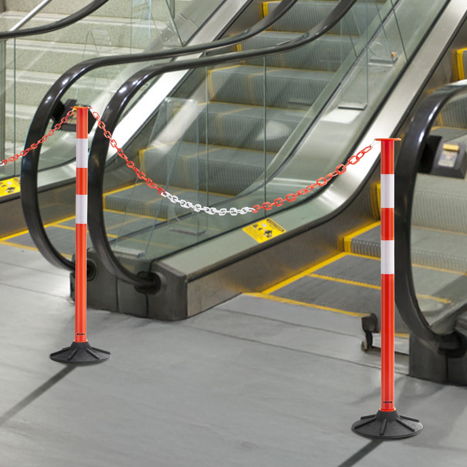 VEVOR 2 Packs Traffic Delineator Posts 34 in Safety Cones Weighted Base & Chains