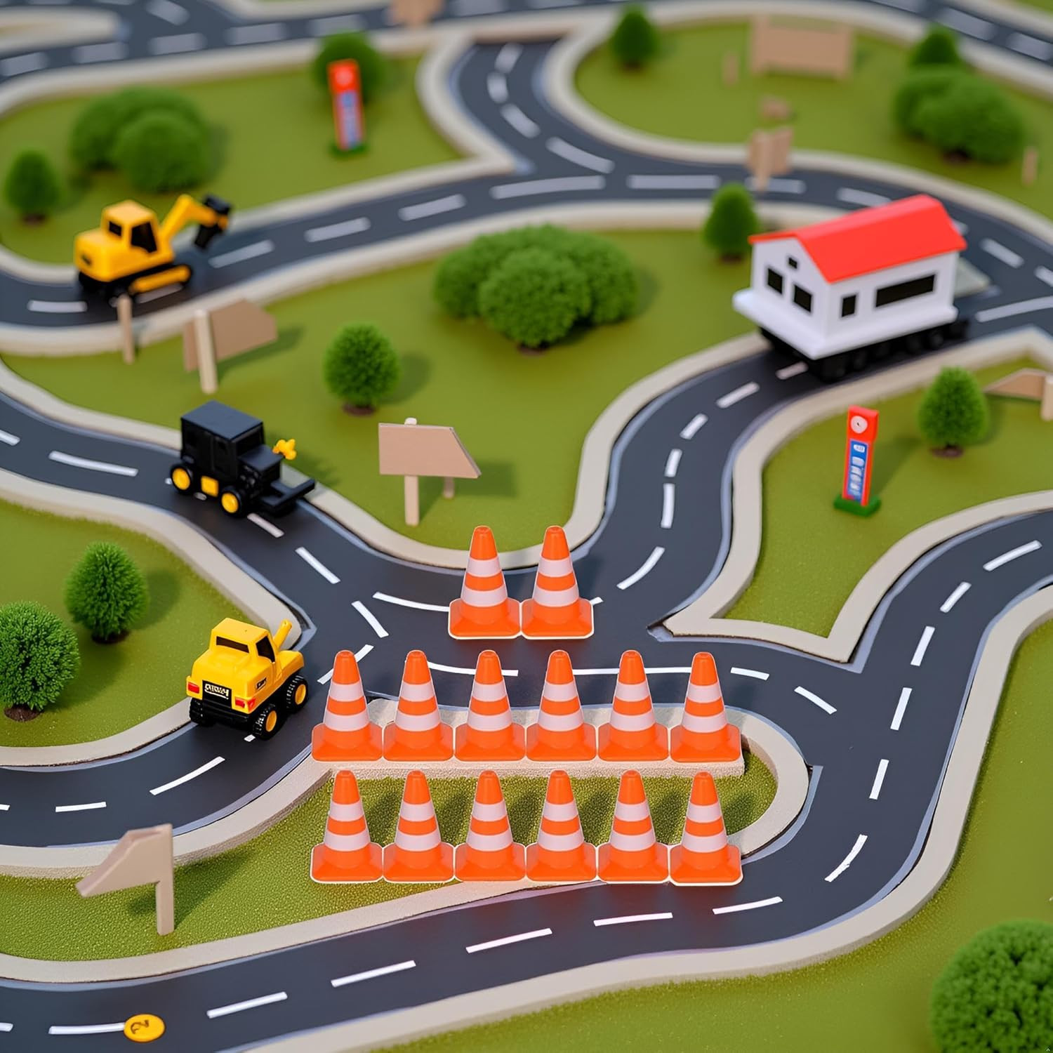 14 Pcs Mini Traffic Cones, Miniature Road Cone Orange Mini Traffic Cones Plastic