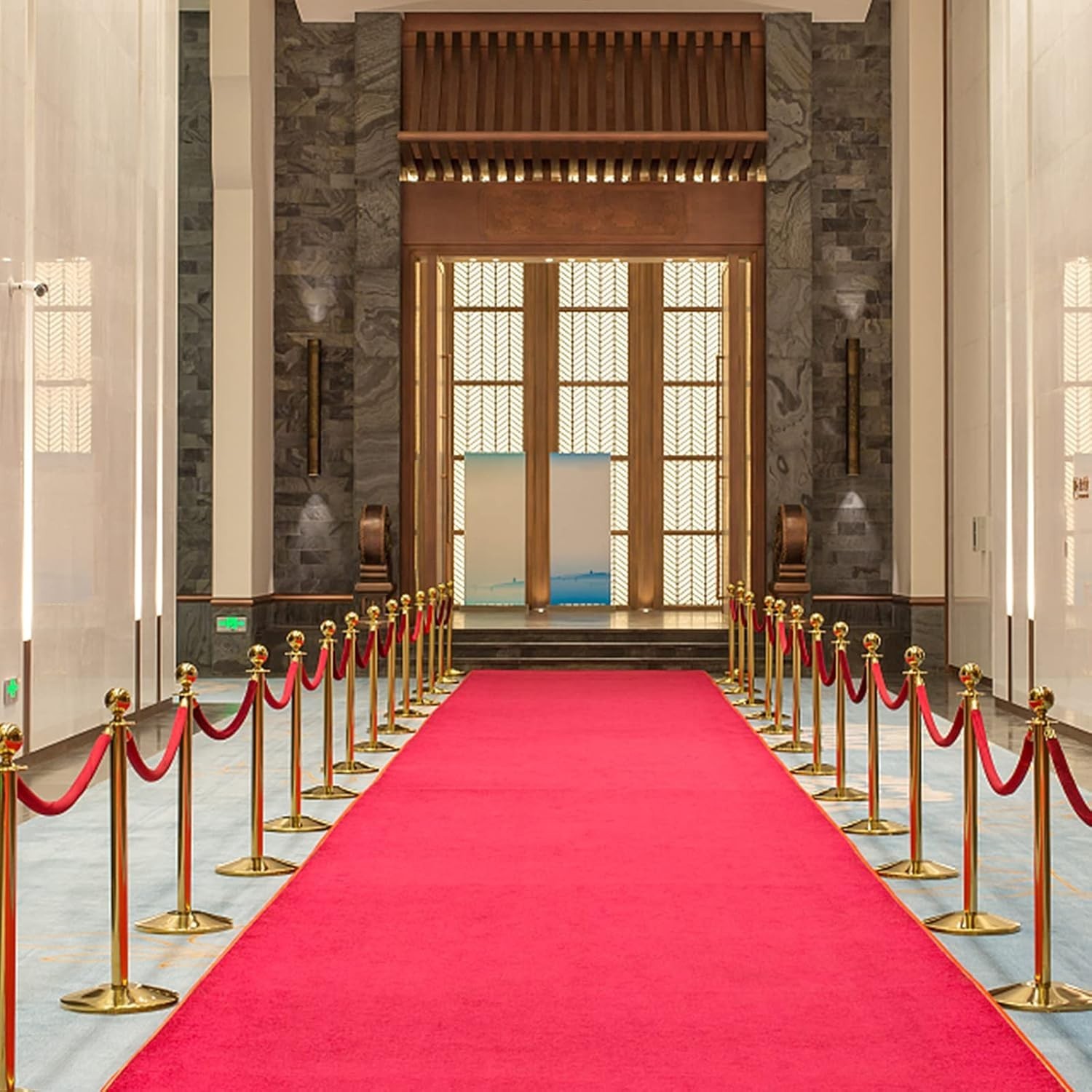 5-Foot Red Velvet Stanchion Rope with Elegant Brass Hooks – Events Ready