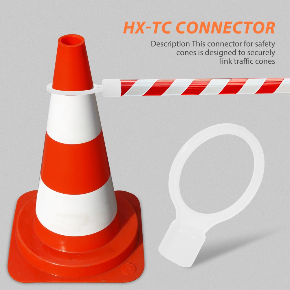6Pcs Weather Resistant PVC Cone Connectors for Road Safety Bar White
