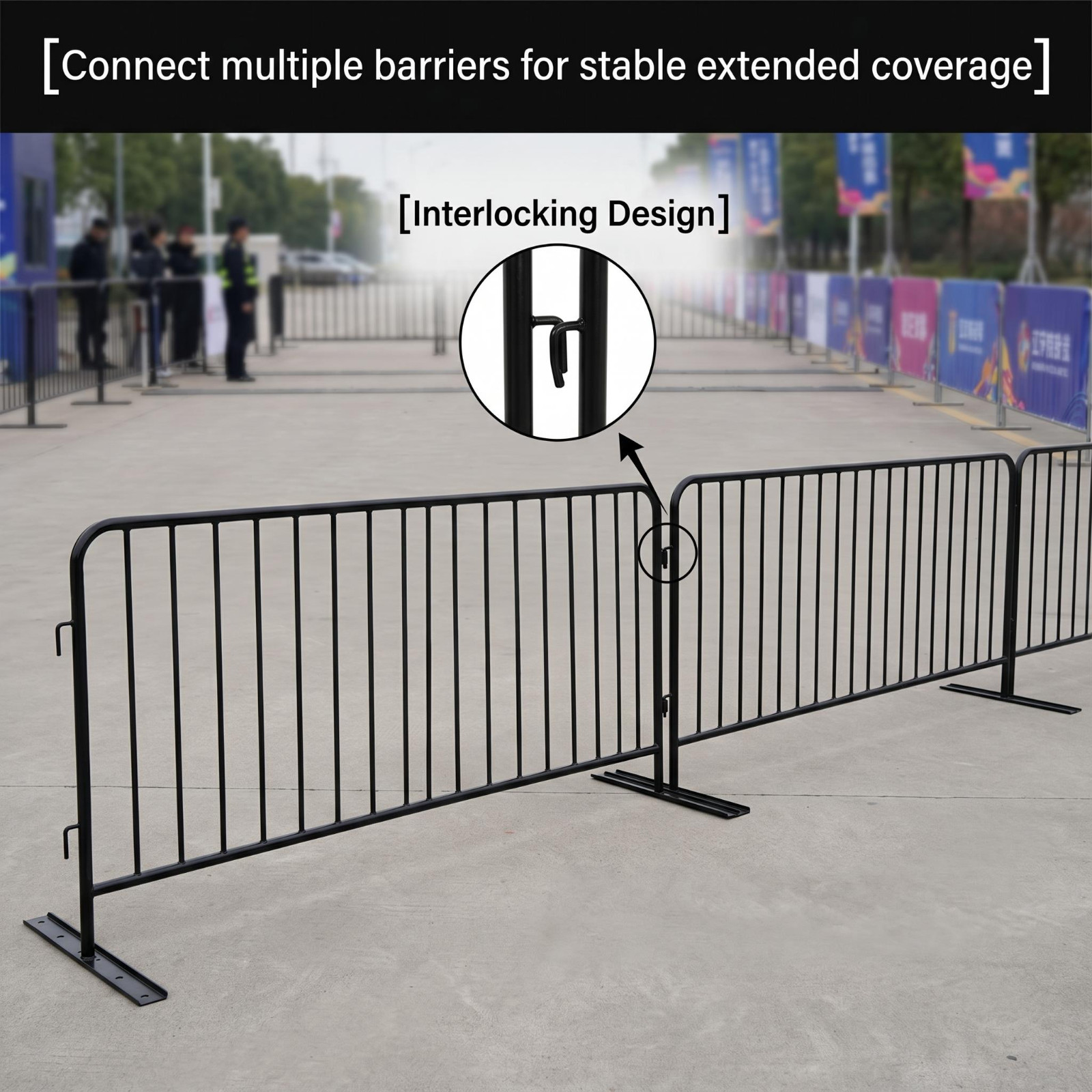 8.5ft Interlocking Barricade Heavy Duty Metal Barricade 2pcs Safety Barrier