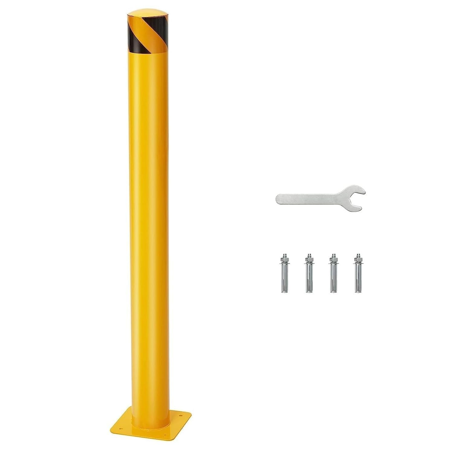 💎1/2/4/6 PCS Outdoor Safety Bollard 42 Inch Yellow Q235 Steel Post Pipe Barrier