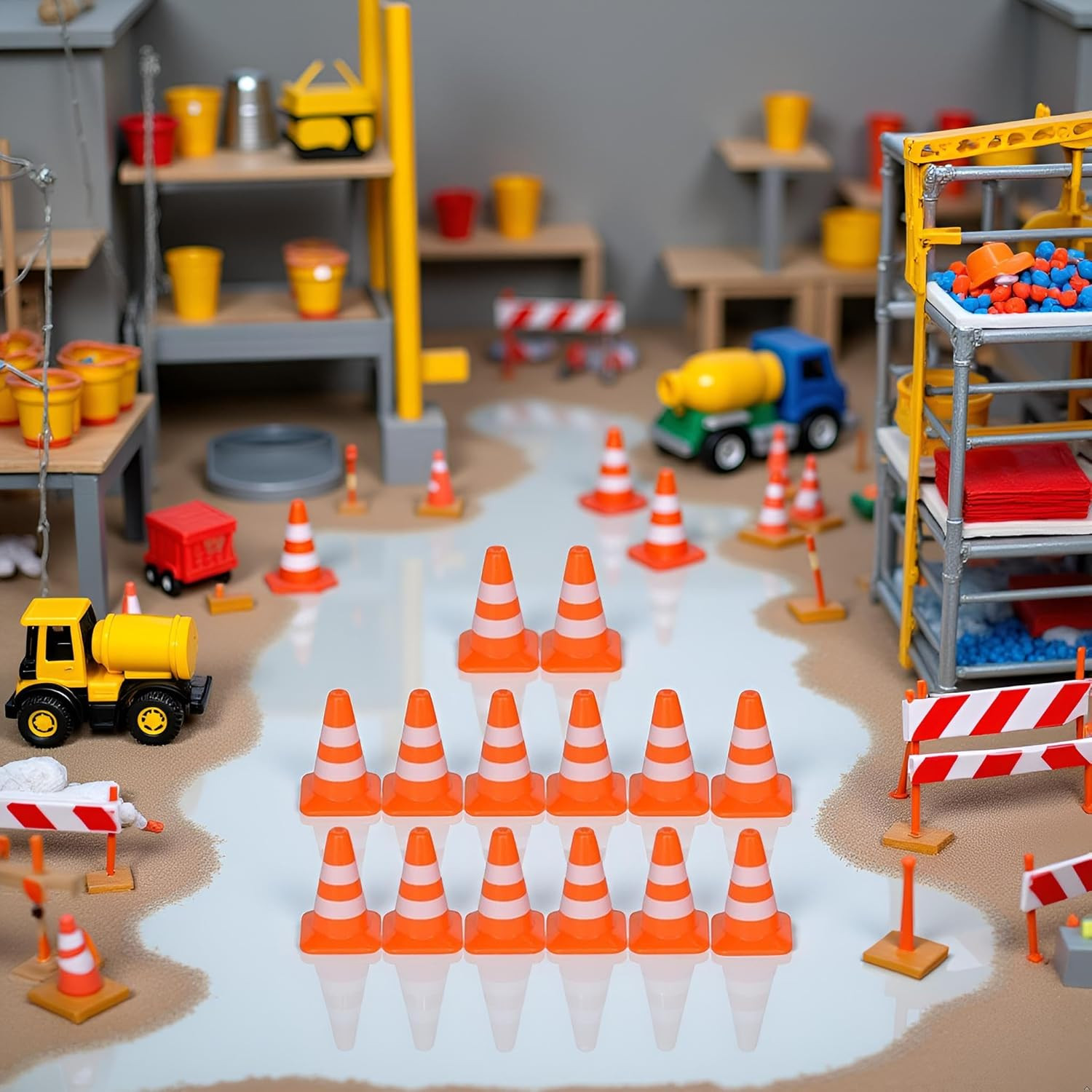 14 Pcs Mini Traffic Cones, Miniature Road Cone Orange Mini Traffic Cones Plastic