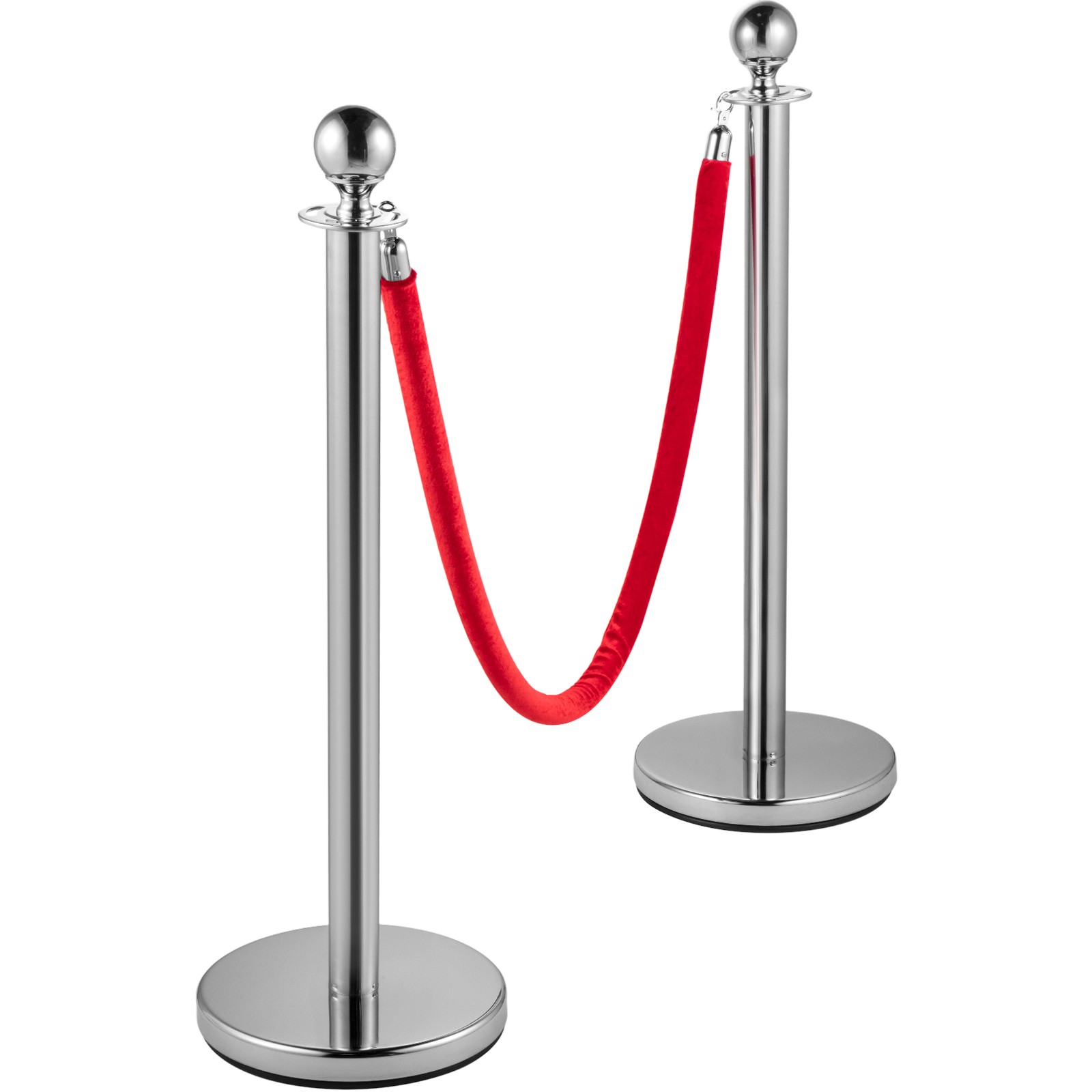 UimosoCrowd Control Stanchion Stanchion Set 8 Pieces with Red Velvet Rope-Silver