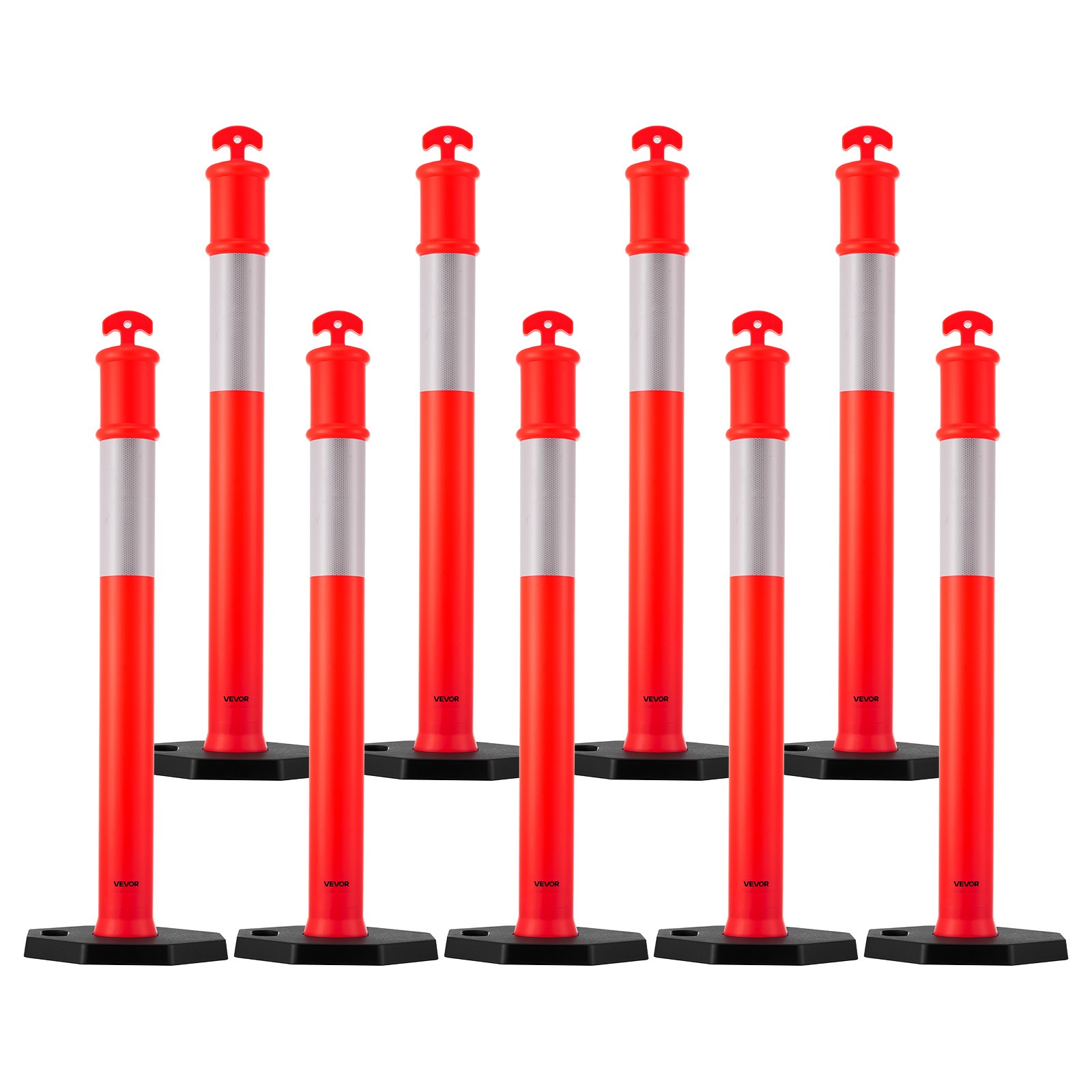 VEVOR 9 Packs Traffic Delineator Posts 48 in Traffic Safety Cones Weighted Base