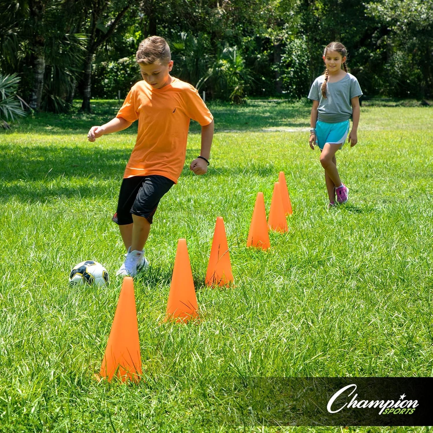 Durable 9” Fluorescent Poly Cone Set – Perfect for Sports & Social Distancing