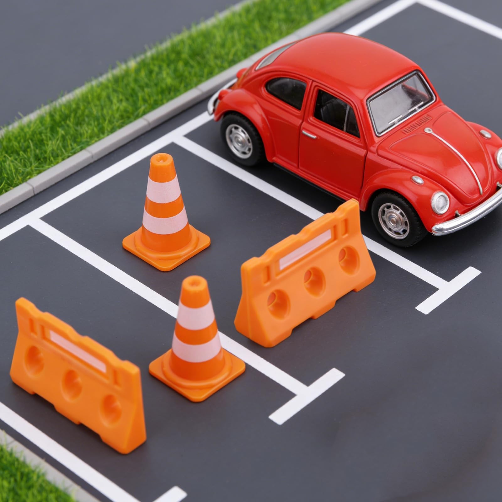 40pcs Mini Traffic Cones & Miniature Fence Barricade Signs, Small Orange Cons…