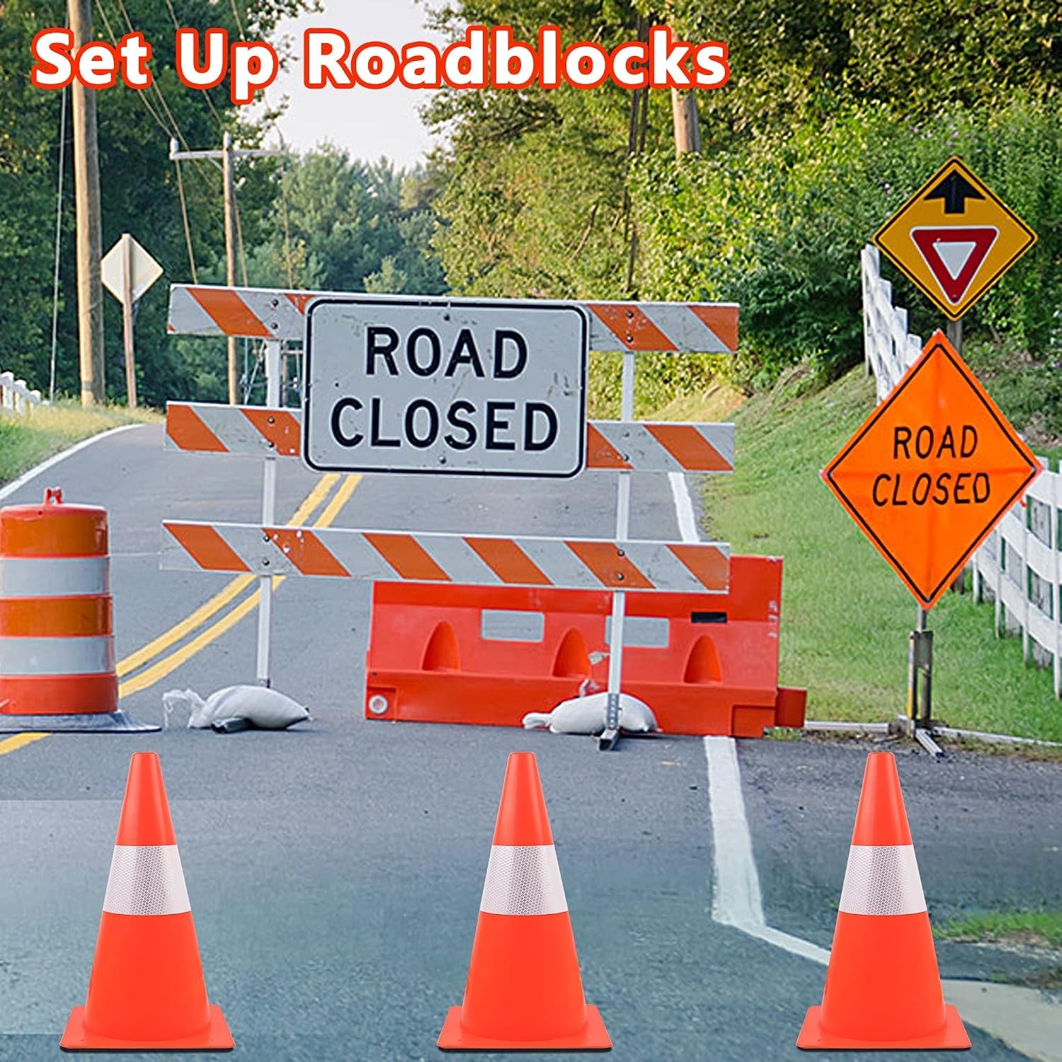 Stackable 12-inch Traffic Cones with Reflective Collars – Multi-Use Pack of 4