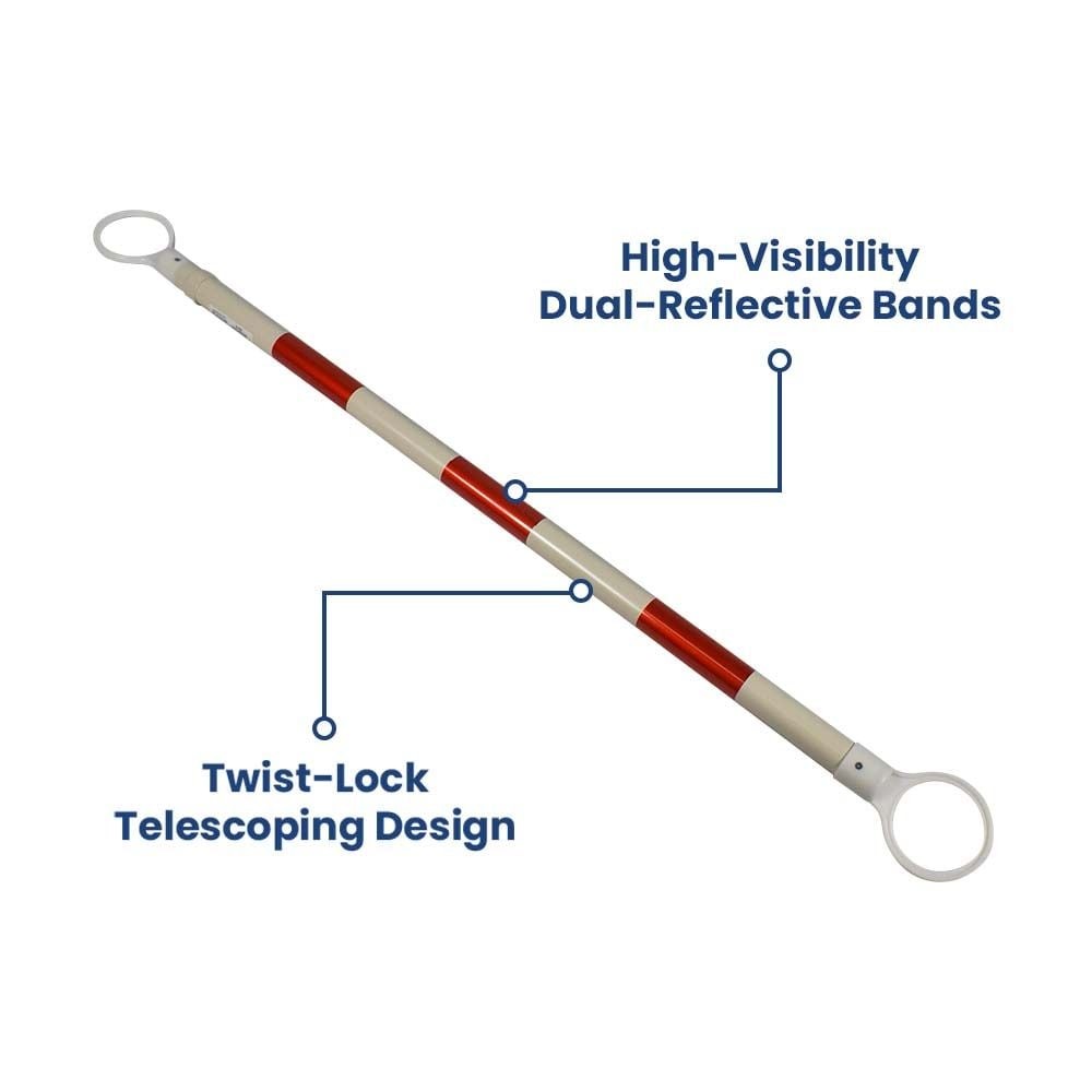 50247 4ft to 7ft ABS Extendable / Telescoping Traffic Cone Bar – Red & White
