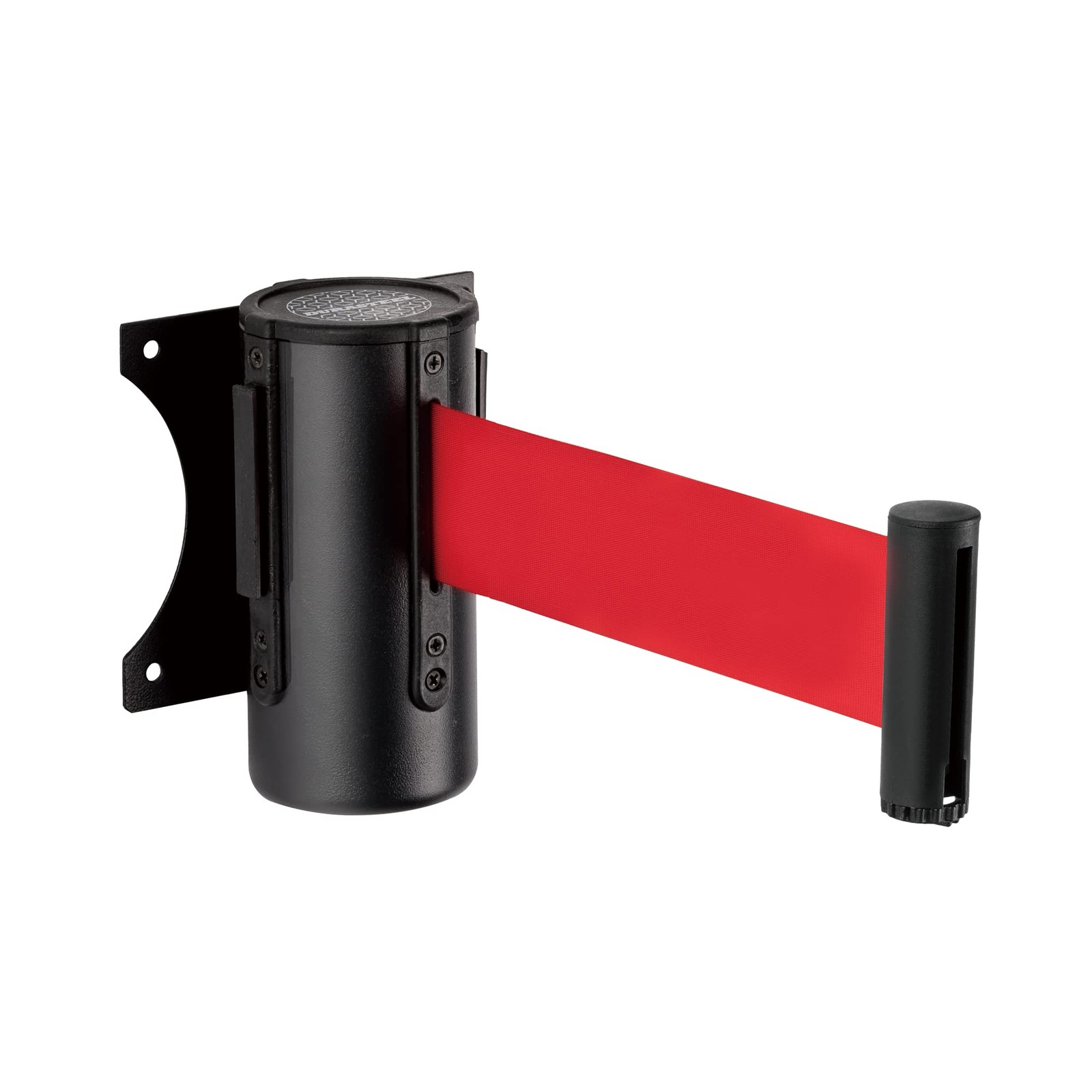 DuraSteel Wall Mount RED Retractable Belt Barrier 9.2 Ft Red Safety Belt Black