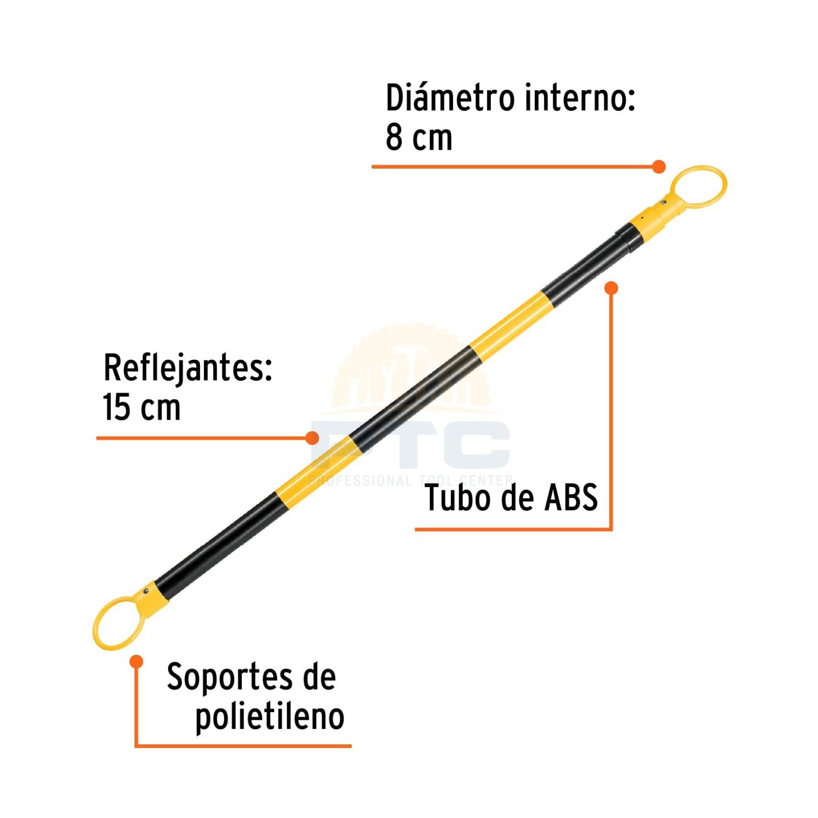 Truper BARE-4210 Extendable bar from 1.3 to 2.1 m reflective for cones