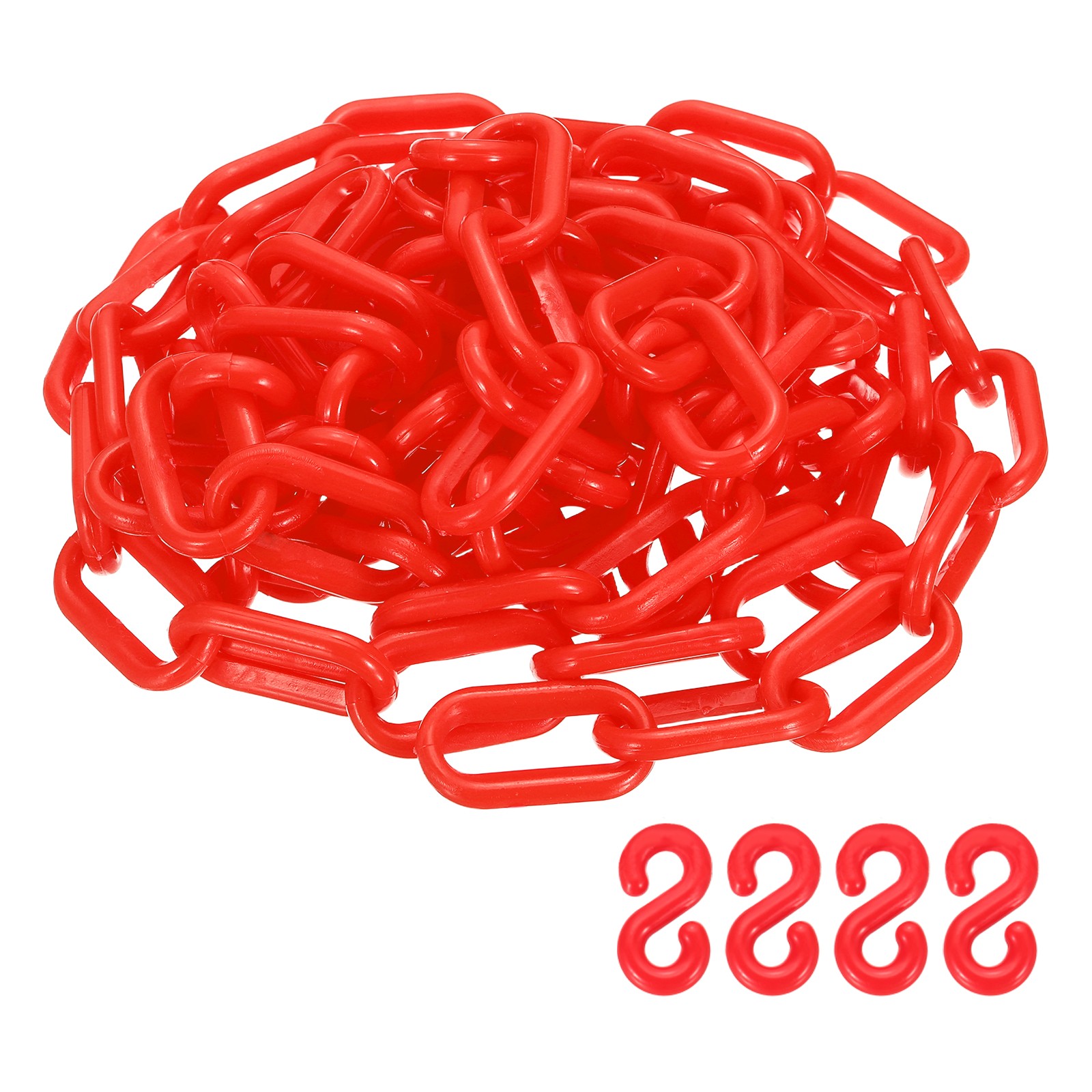 Barrier Chain, (9.8ft 0.7″ Dia., Red), Plastic Safety Chain Links W S Hooks