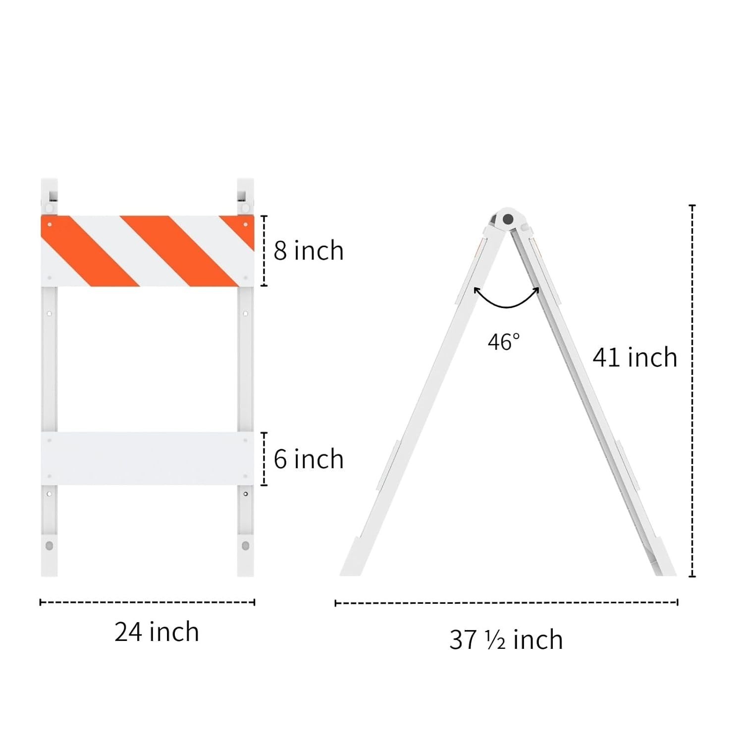1Pack Type I Foldable Traffic Barricade Folding Road with 6″x24″ Bottom Panel