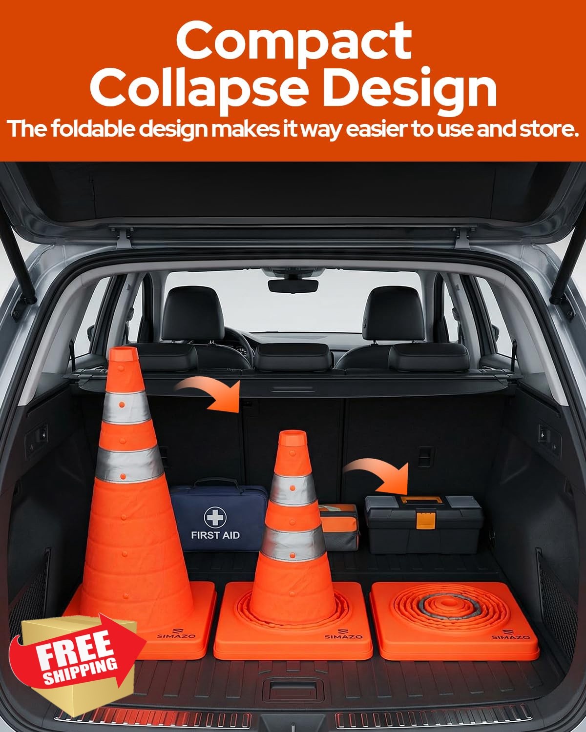 SIMAZO 28 Inch Traffic Cones 4 Pack