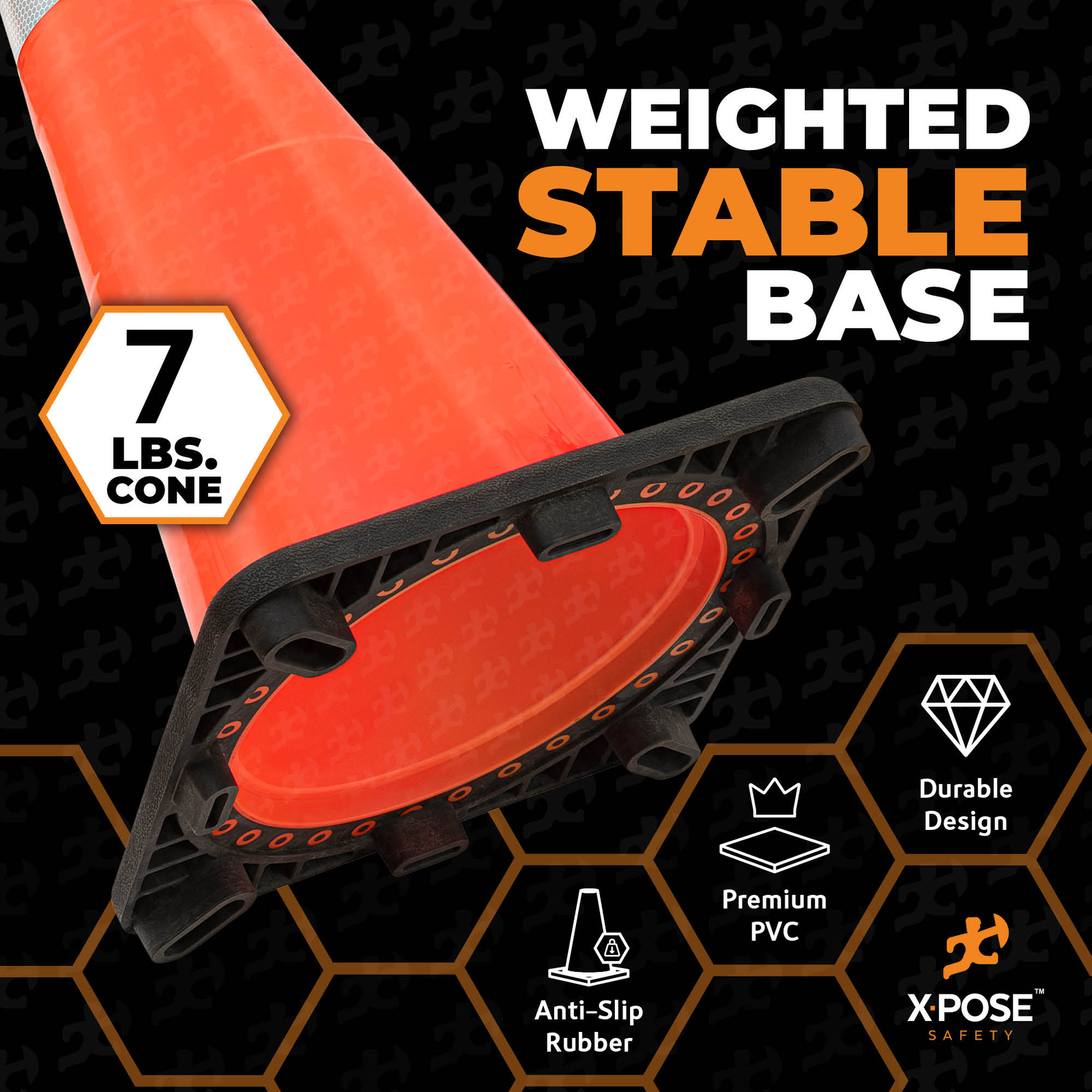 28 Inch Orange Traffic Cones with 6″ Collar – PVC Plastic Safety Cone