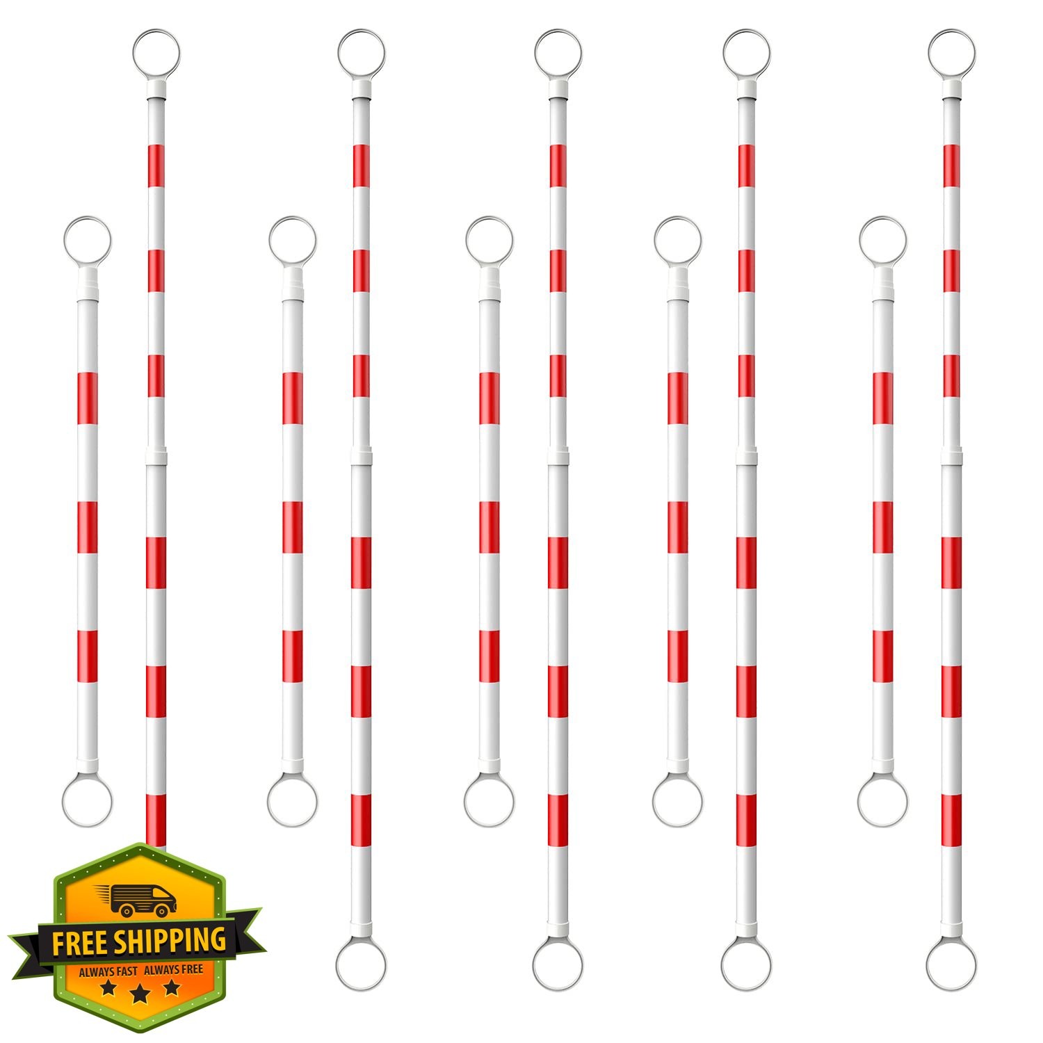 BATTIFE Retractable Traffic Cone Bars Red/White 10Pk