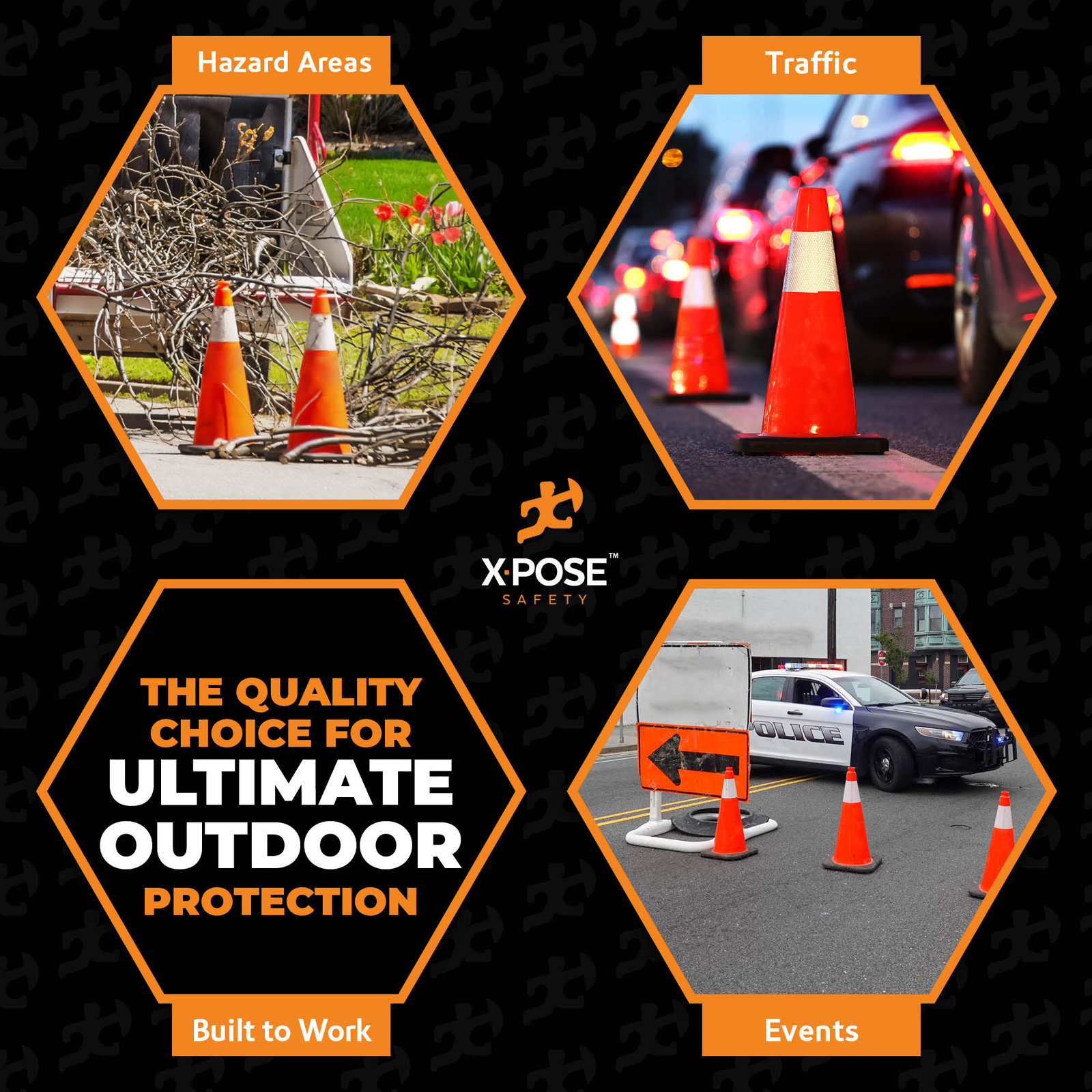 6 of Orange Traffic Cones 28 Inch with 6″ Collar – PVC Plastic Safety Cones