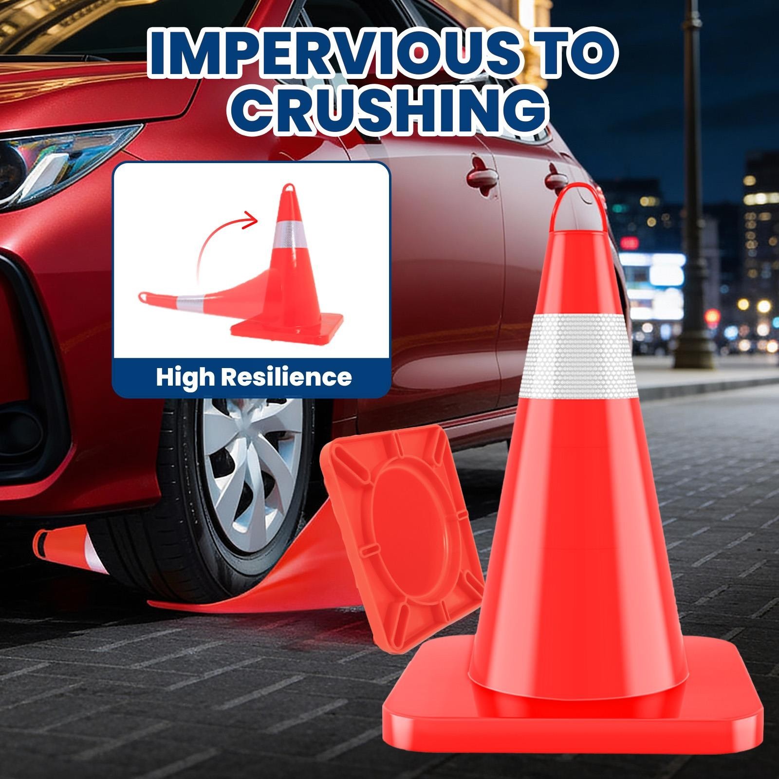12 Pack 18″ Traffic Safety Cones Durable PVC Material Parking Cones with Reflect