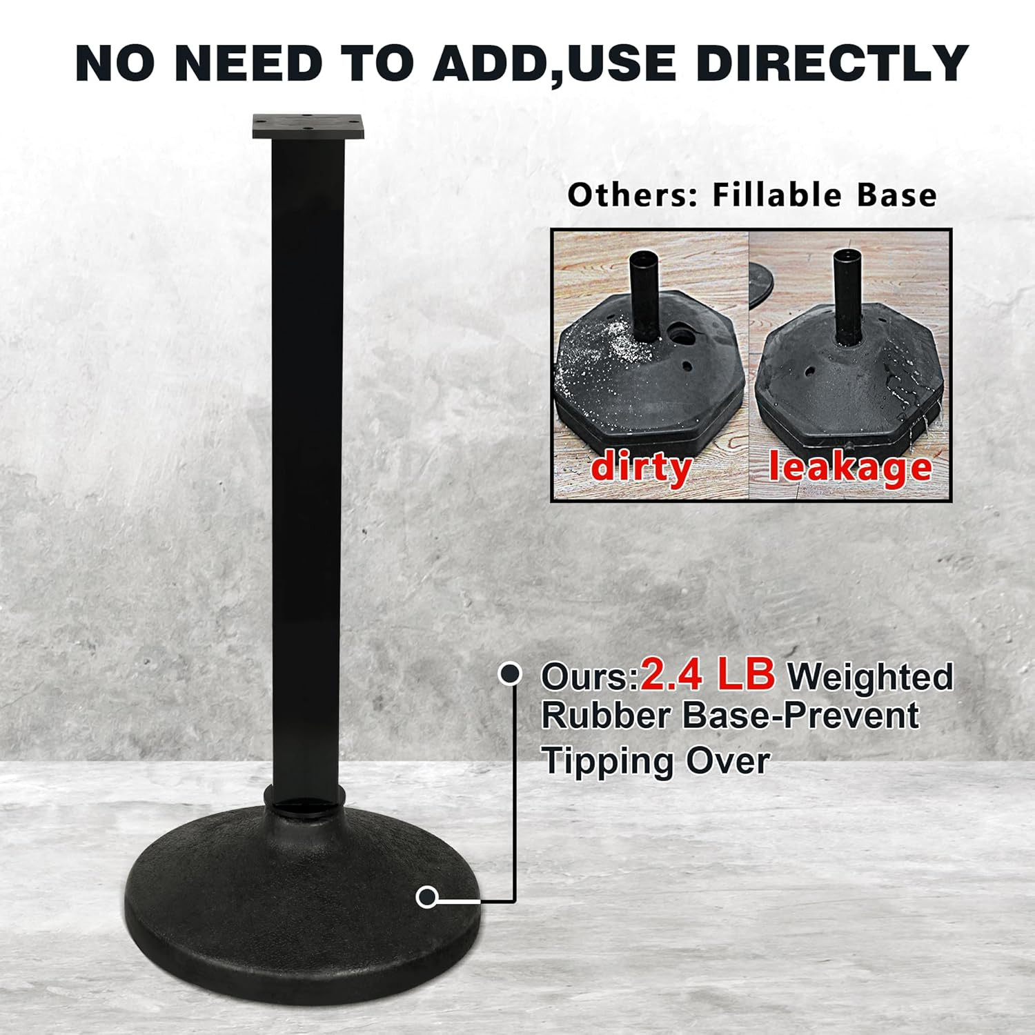 4 Pack Velvet Rope Stanchions with Weighted Base for Crowd Control & Events