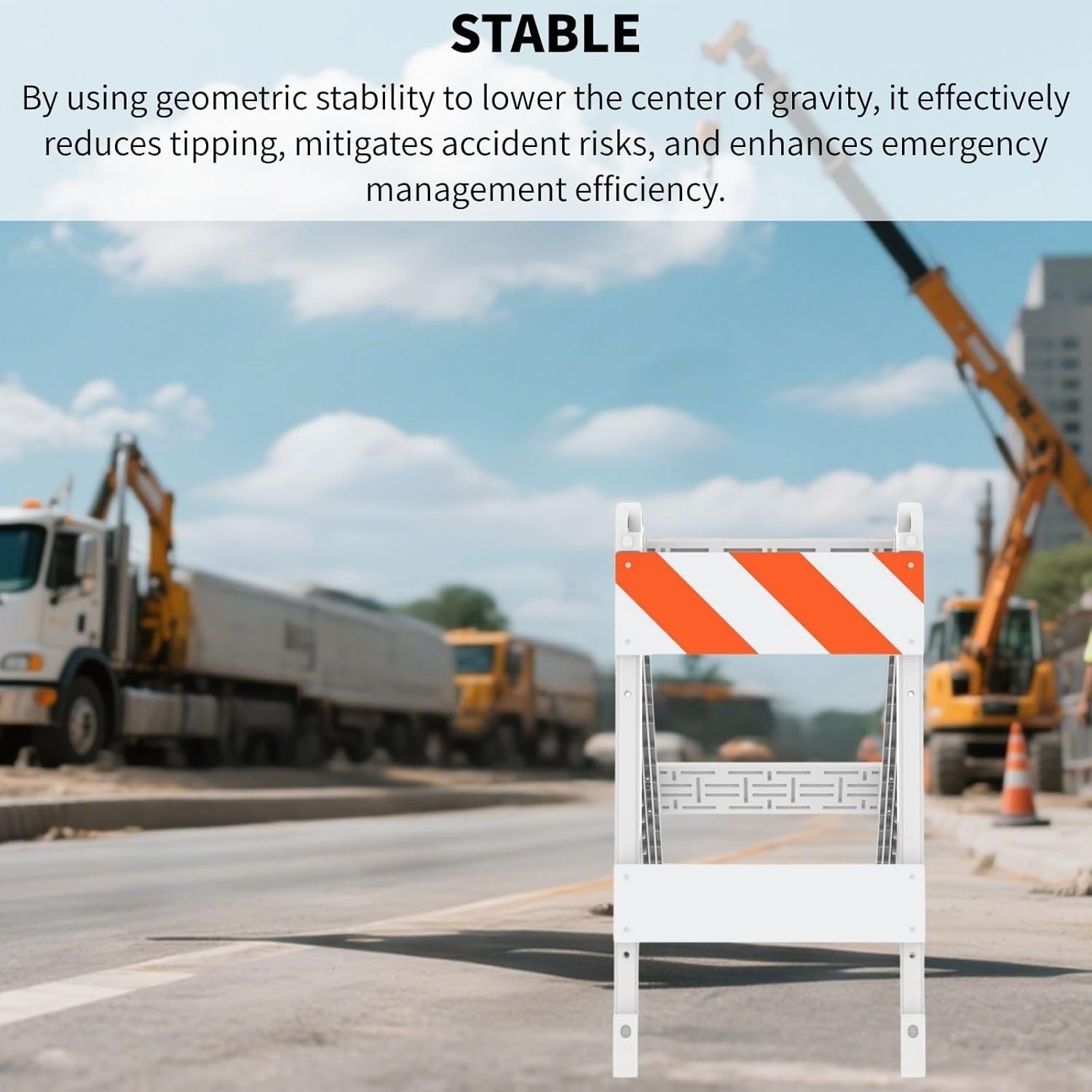 1Pack Type I Foldable Traffic Barricade Folding Road with 6″x24″ Bottom Panel