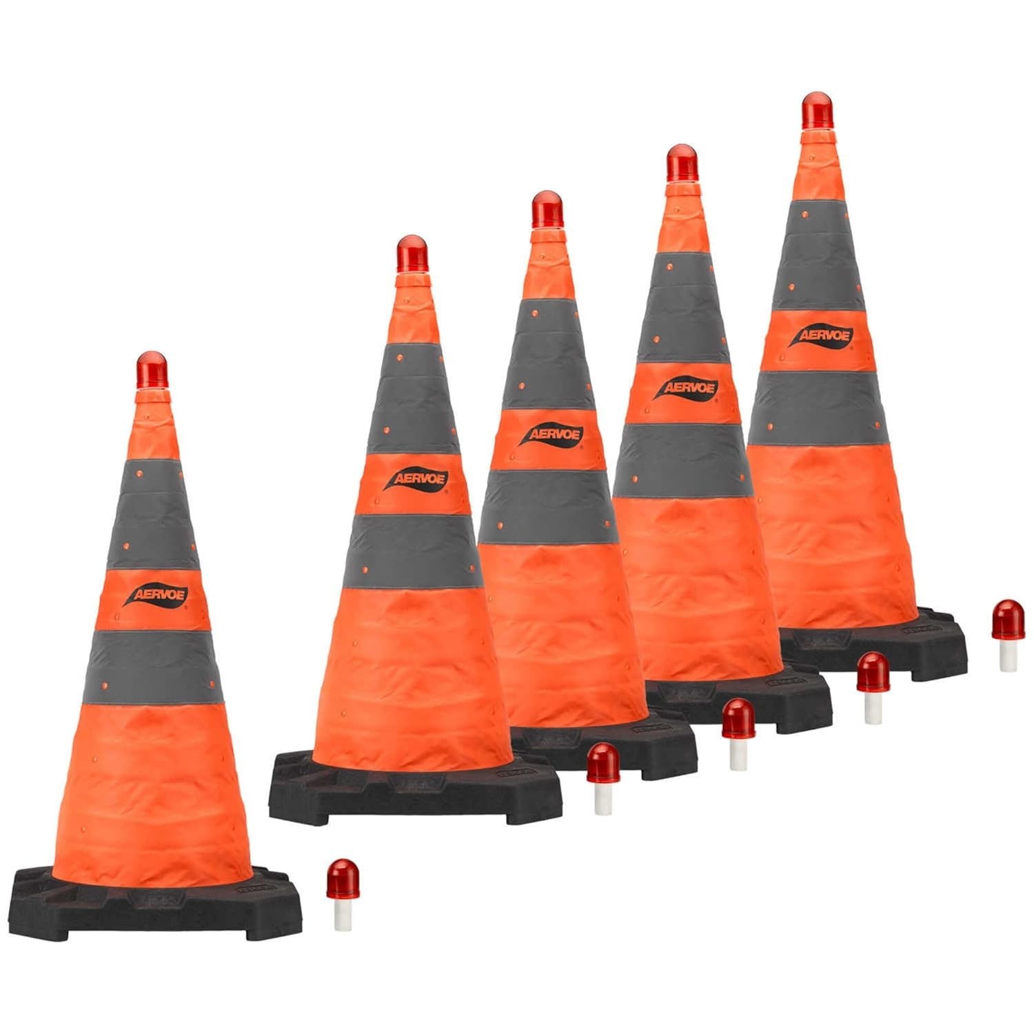 Aervoe 1187-5 36in Heavy-Duty Collapsible Safety Cones 5 Pack w Base