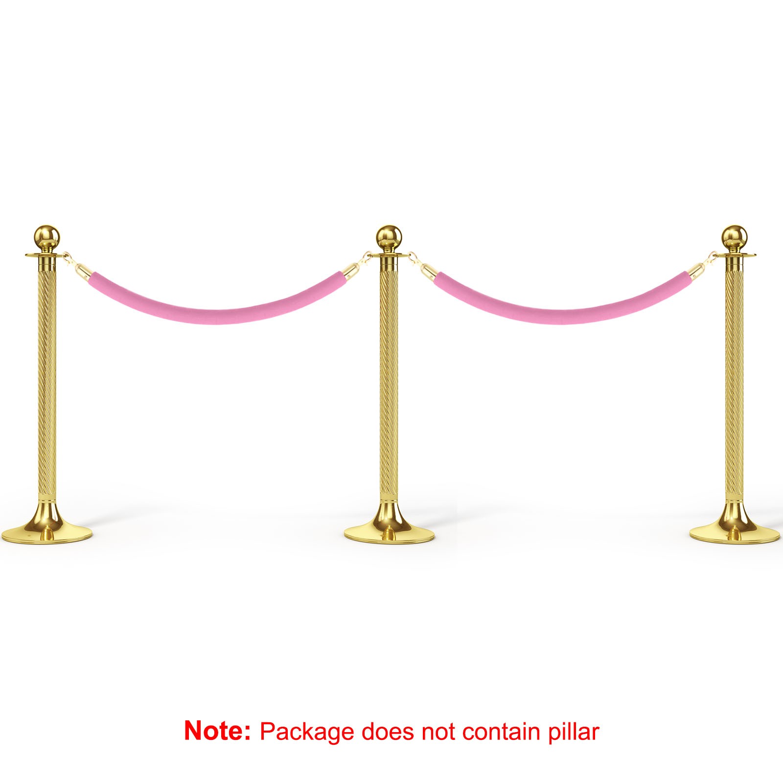 2PCS 8 Feet Pink Velvet Stanchion Rope Crowd Control Barrier Rope, Golden