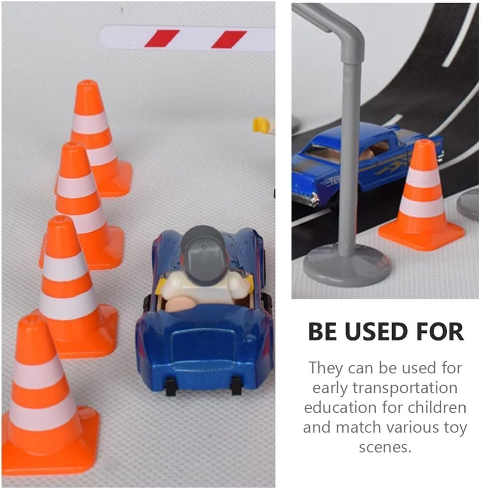 14pcs Miniature Road Cone Orange Mini Traffic Cones Plastic Sign Road Cone Roadb