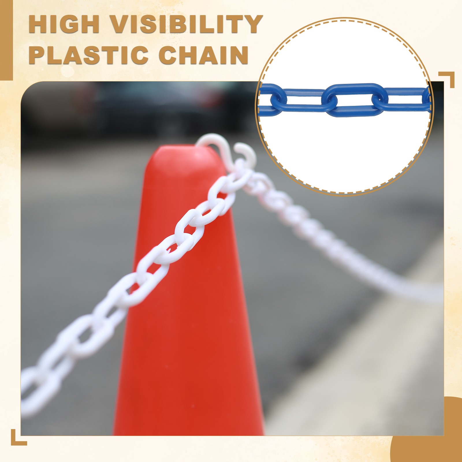 10 Feet Plastic Chain Link Safety Barrier Chain 1×2 Inch Buckle Blue