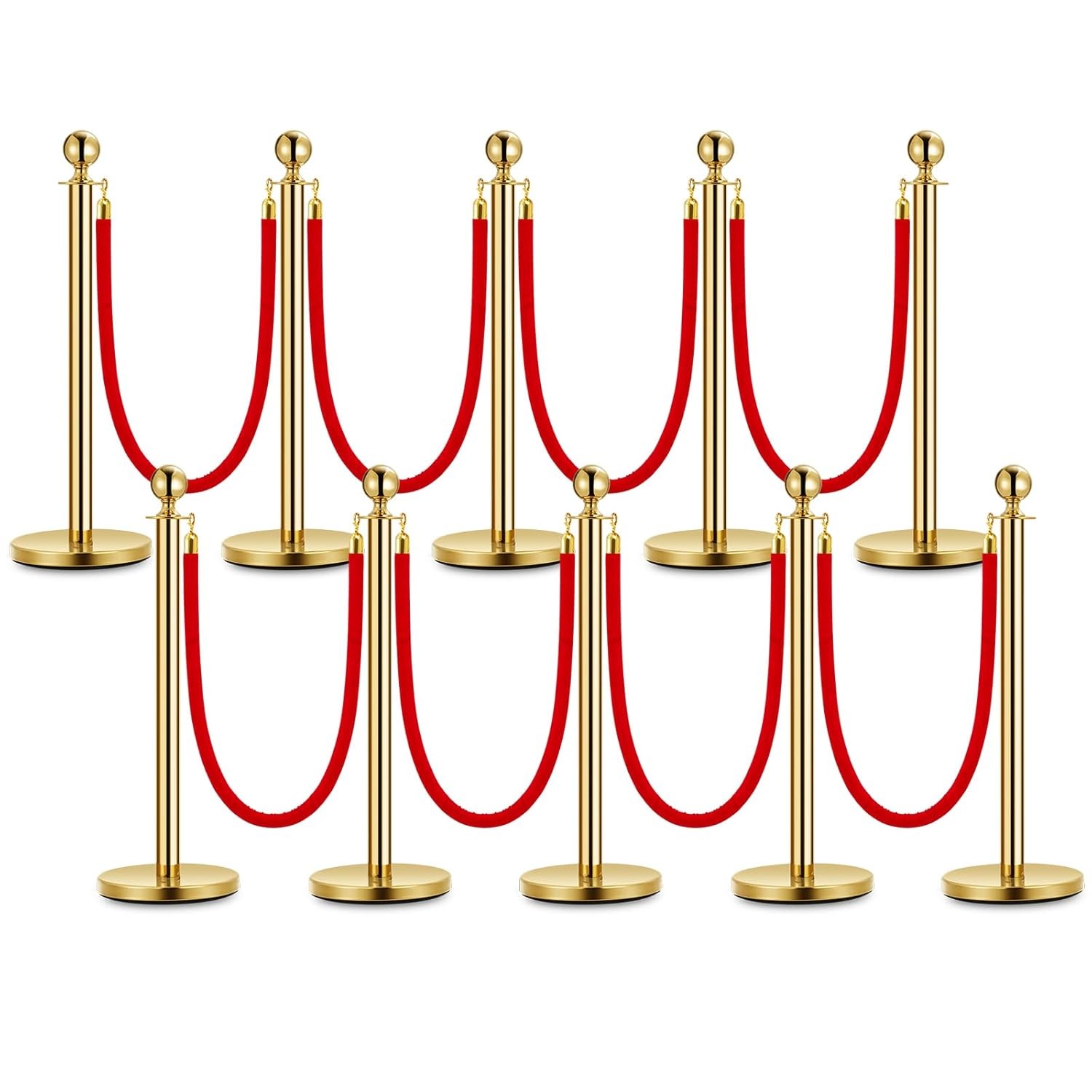 Velvet Rope Stanchion 2/3/4/5/6/10PCS VIP Queue Pole Crowd Control Barrier