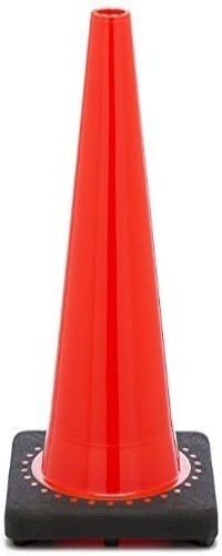 FC-120 Orange Traffic Safety Cone with Black Base, 12” H